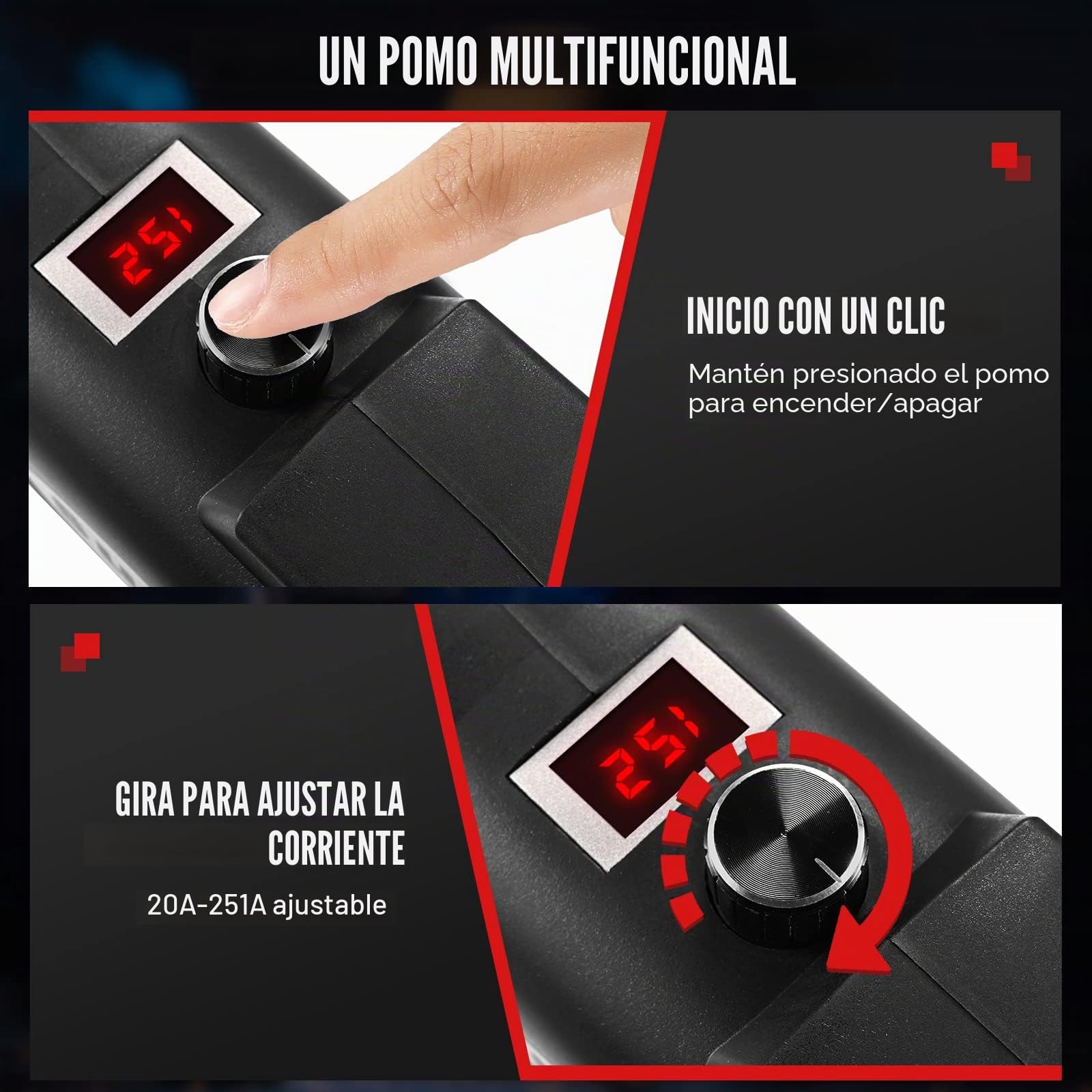 Soldador Inverter,Aomdom 251A ARC Maquina Soldar Electrodo IGBT 220V MMA Soldador Electrodo Digital LCD Maquina de Soldar Portatil Grupo de Soldar