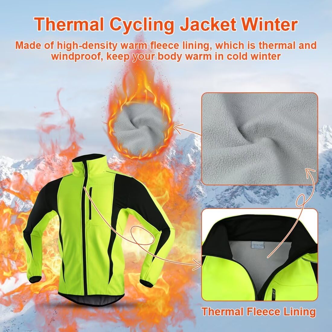 Veste Cycliste Femme Hiver Thermique Veste Polaire Femme Chaude Veste de Velo Chaud Veste Running Veste VTT Softshell Réfléchissante Coupe Vent Imperméable