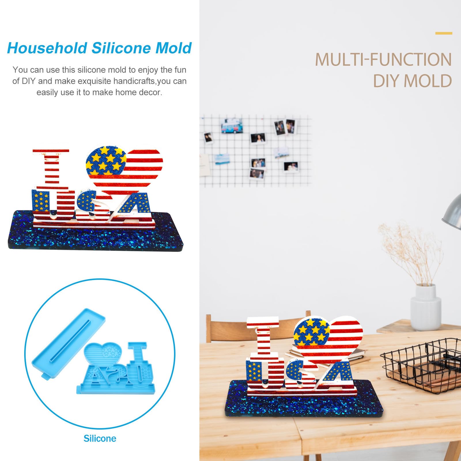 Tofficu 4 Set Stampo Epossidico Bandiera Decorazioni Diurne Per Il Dell'indipendenza Bandiere Bande Elastiche Stampo in Silicone Fai Da Te Stampo Fai Da Te Blue 2 Pezzi * 4