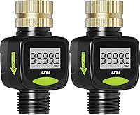 Unistyle 2-Pack Brass Inlet Water Flow Meter ±5% Accuracy for RV Tank Filling, Garden Hose, Sprinklers - Gallons/Liters Display