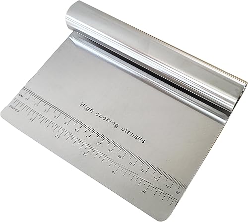 Raspador de acero inoxidable, cortador de masa de 5.9 x 4.5 pulgadas, con regla de escala, plata, herramientas de cocina