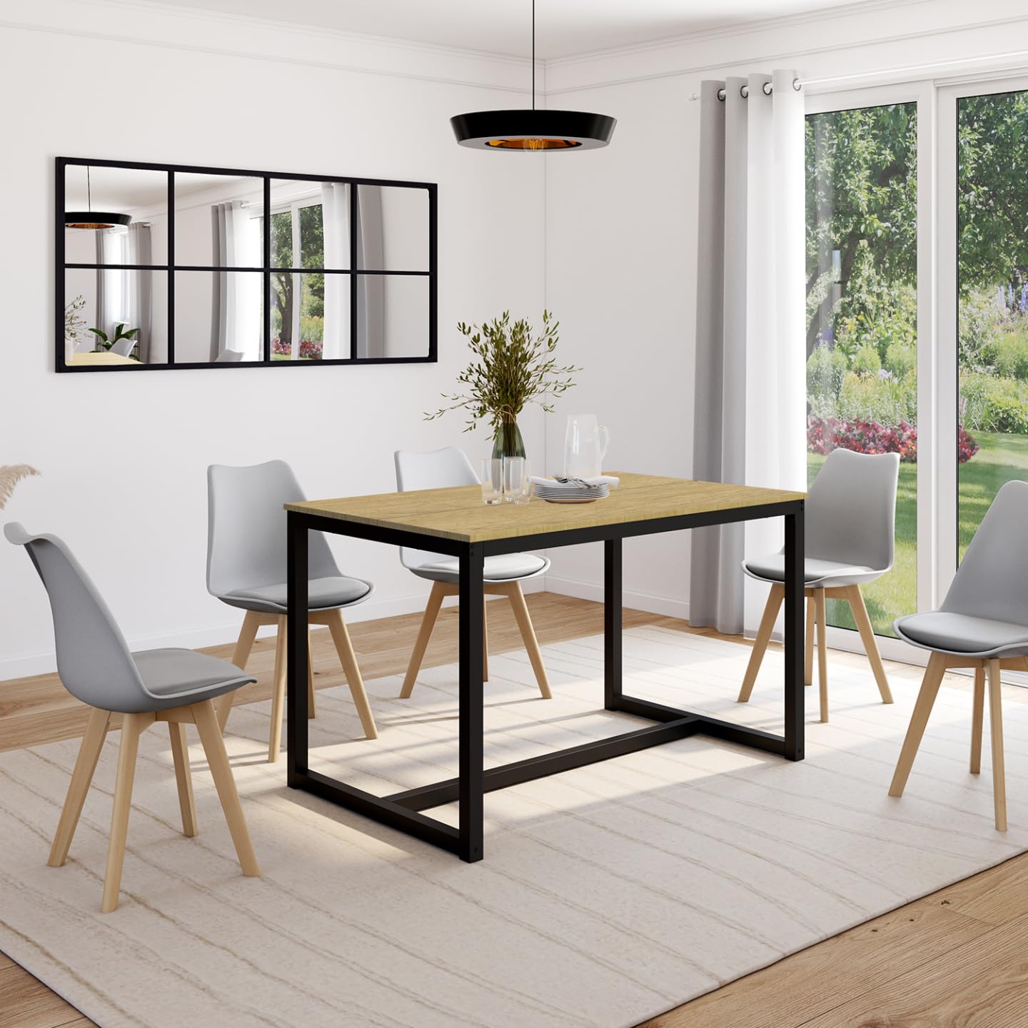 IDMarket - Mesa de comedor rectangular Detroit 6 personas diseño industrial 120 cm
