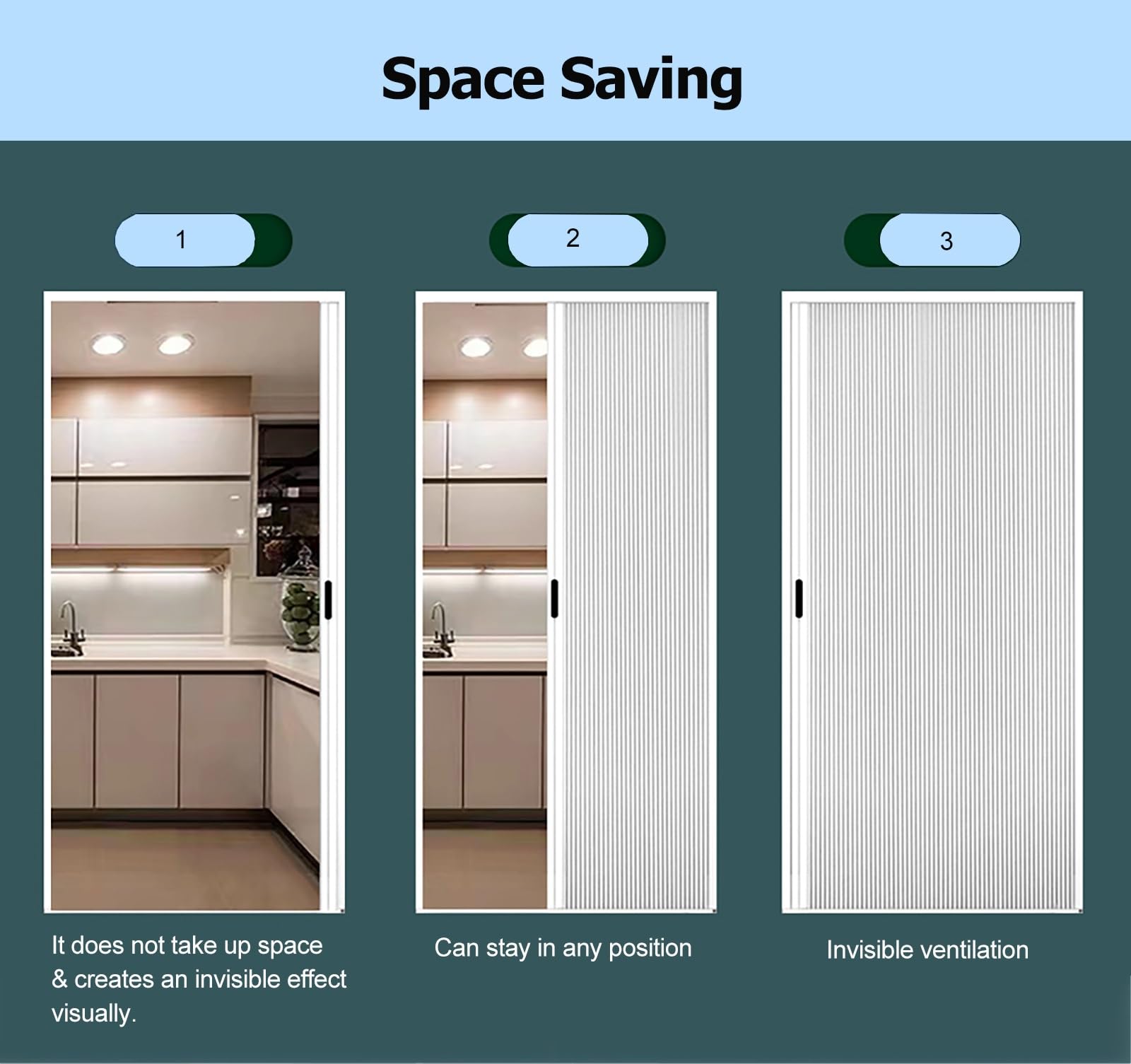 Porta pieghevole a fisarmonica nera con vetro acrilico, porte interne multiple per armadio, ufficio, cucina, hotel, ristorante, include accessori (193 x 203 cm)