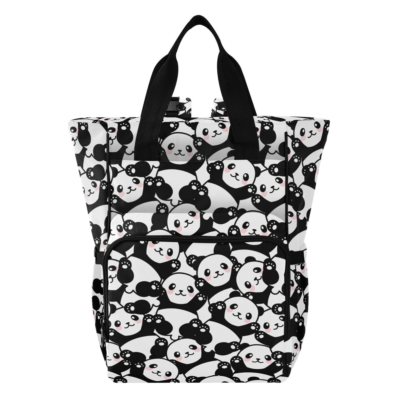 ALAZA Baby Changing Bag Backpack, Nappy Changing Bags Animal Cute Little Panda Multi-Functional Diaper Bag Tote Large Capacity Mum Dad Backpack