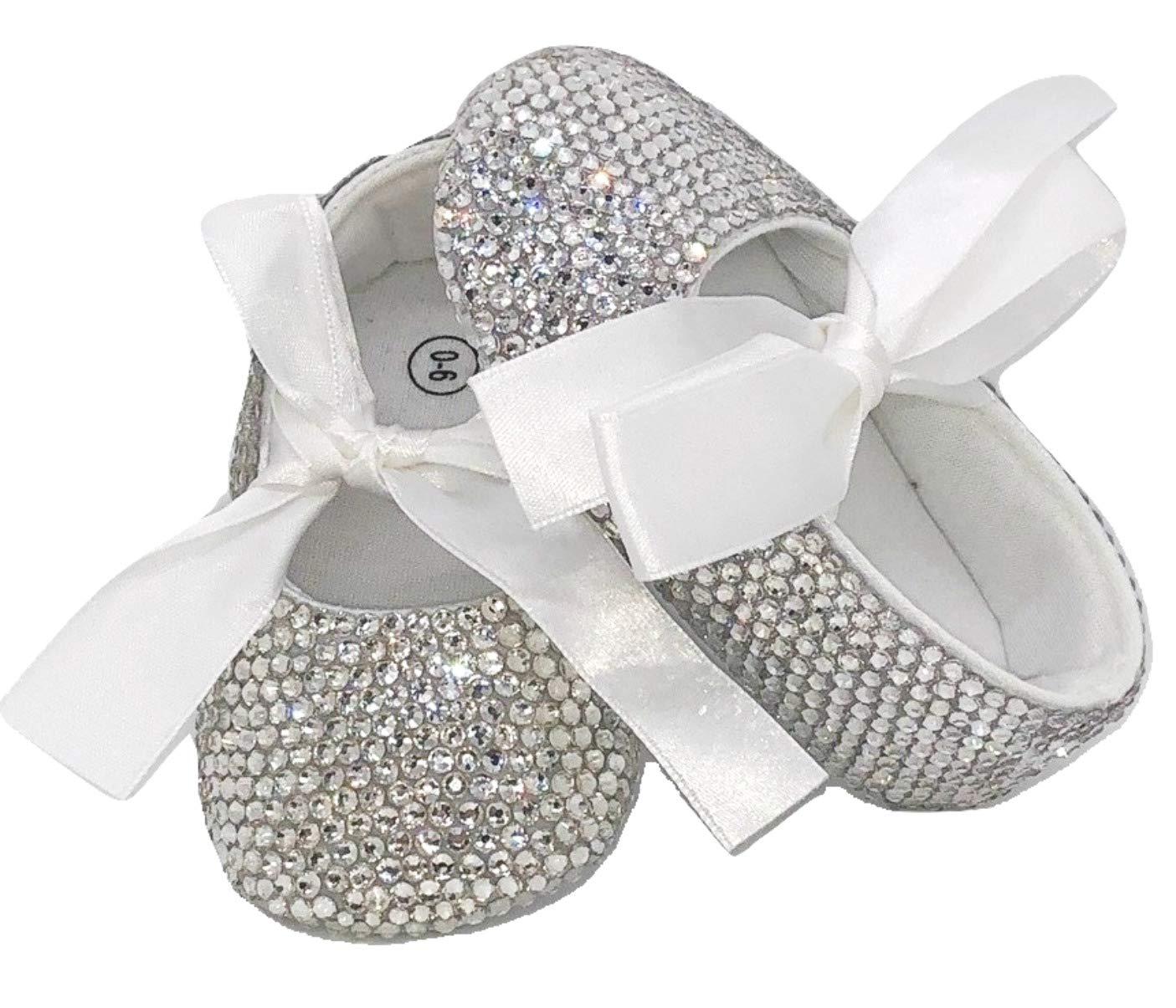 BALLERINE NEONATA BABY MESI CRISTALLI STRASS CERIMONIA ELEGANTI BATTESIMO 5 CM Brillabenny