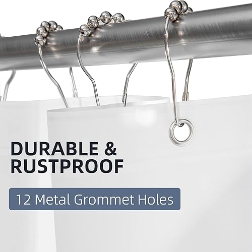 Miniatura 5 de Titanker 12 ganchos para cortina de ducha y forro de cortina de ducha esmerilado de 72 x 72 pulgadas