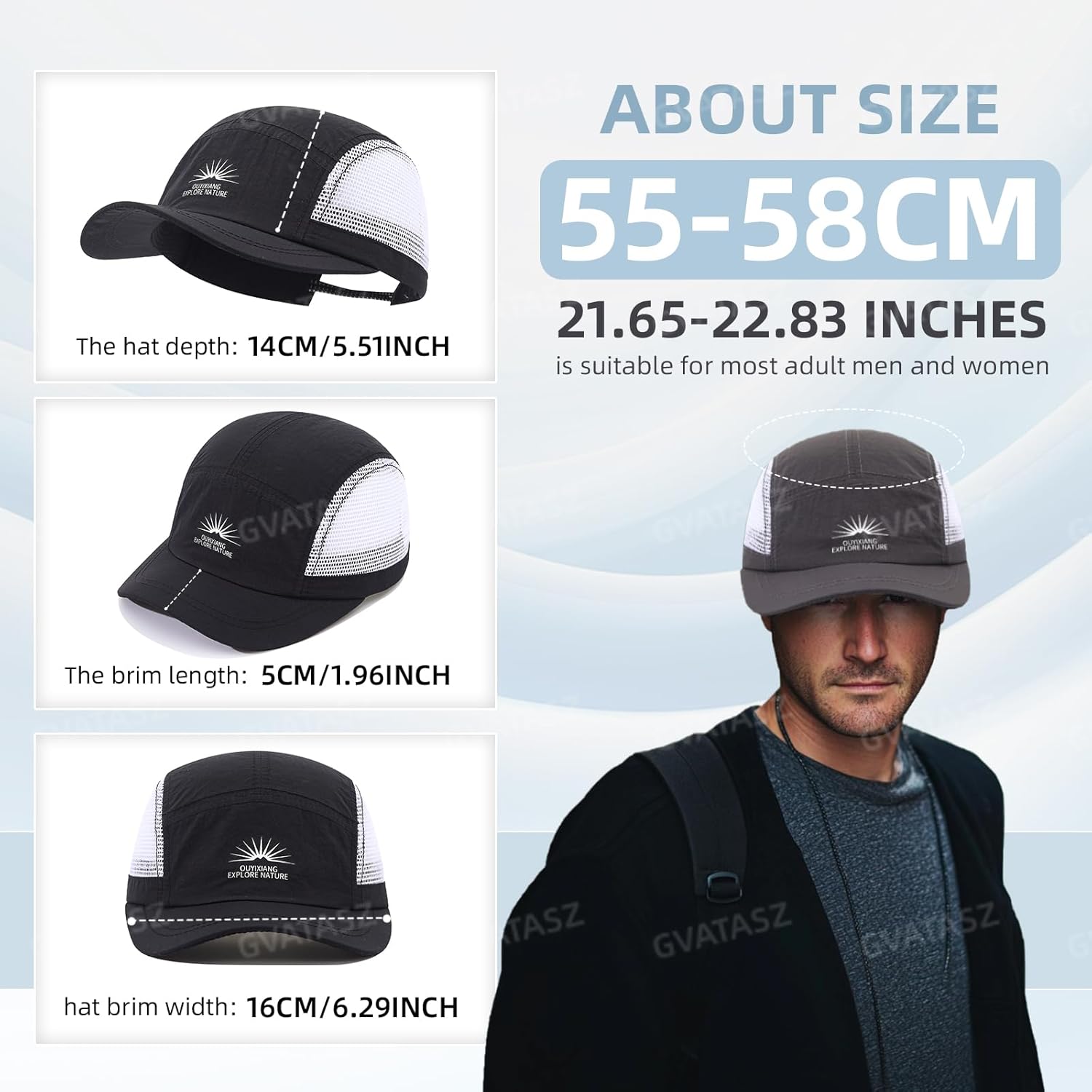 Mesh 5 Panel Baseball Cap Short Brim Hats for Men Breathable Dad Hat Quick Dry Sports Caps Casual Umpire Cadet Hats - Image 6