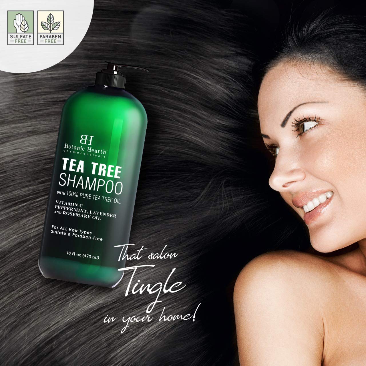 Botanic Hearth Tea Tree Shampoo, Vitamin C, Peppermint, Lavender and Rosemary Oil, Fights Dandruff and Dry Scalp, 16 fl oz : Beauty & Personal Care