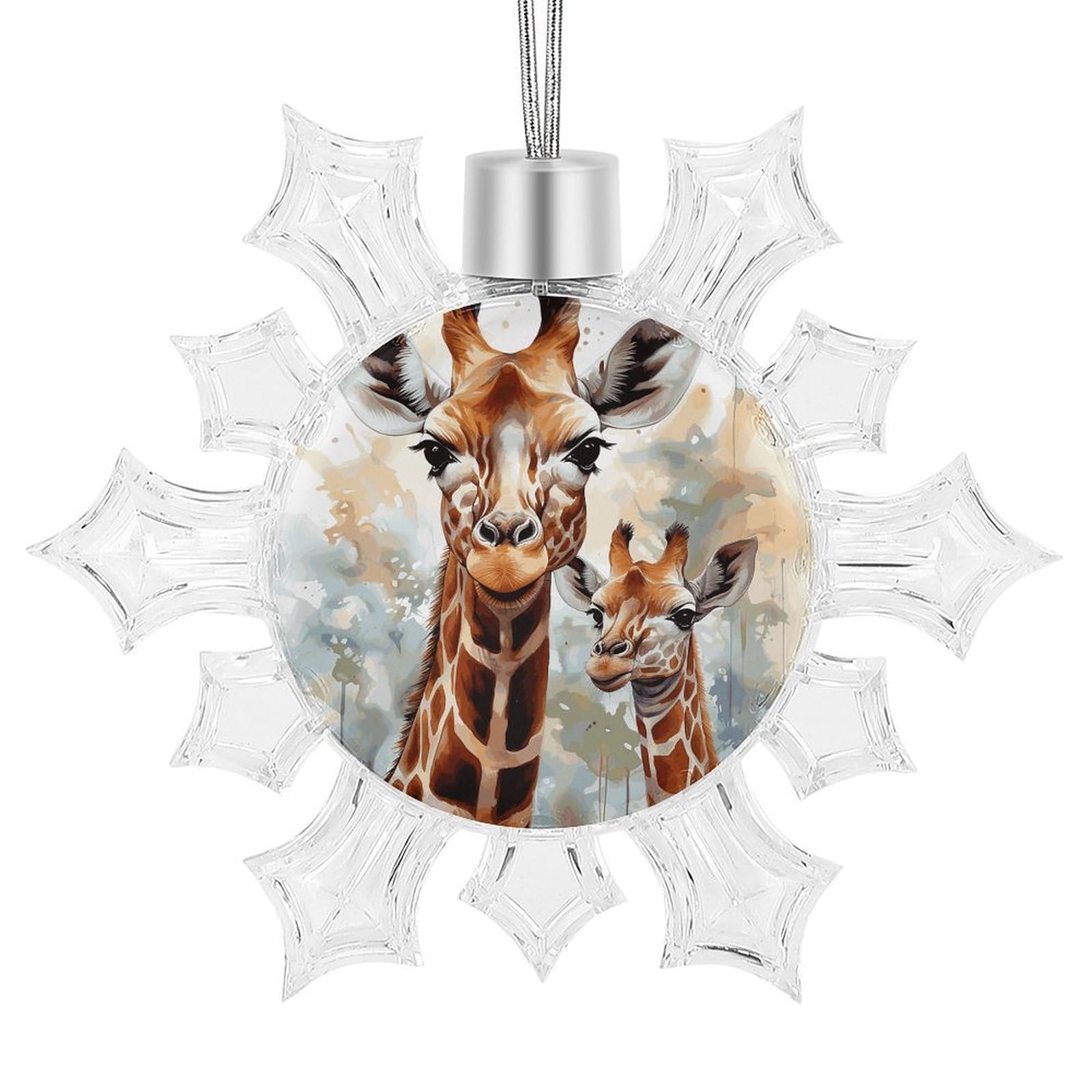 Watercolor Deer Giraffe Snowflake Decorations,Christmas Decorations，Christmas Indoor Winter Wonderland Decor，Hanging Ornaments for Xmas Tree Winter New Year Party Supplies