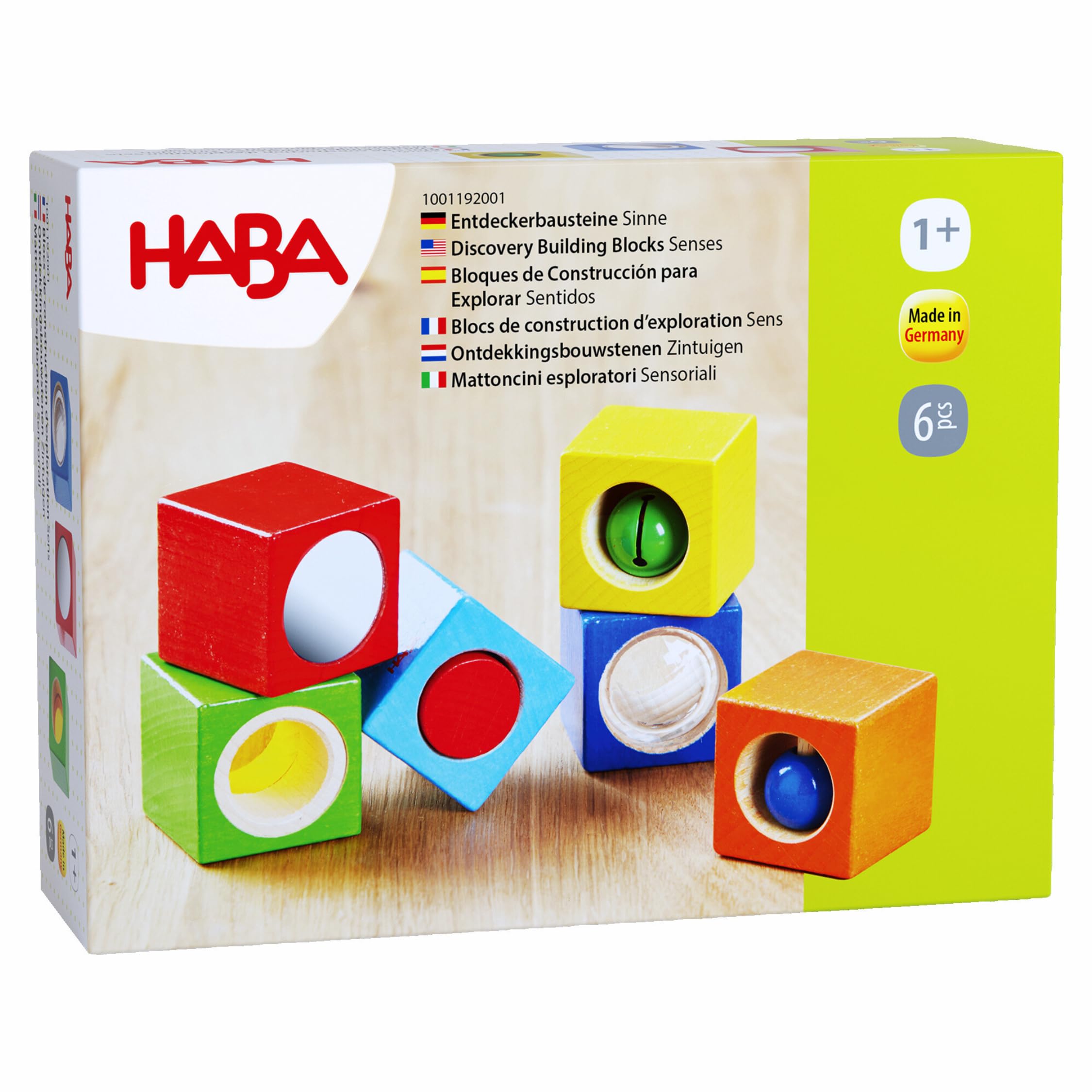 HABA Discovery Building Blocks Senses Set for Toddlers | Sensory Wooden Blocks for Early Learning | Multi-Feature Shapes for Exploration | Creative Building Toys Supporting Coordination and Play