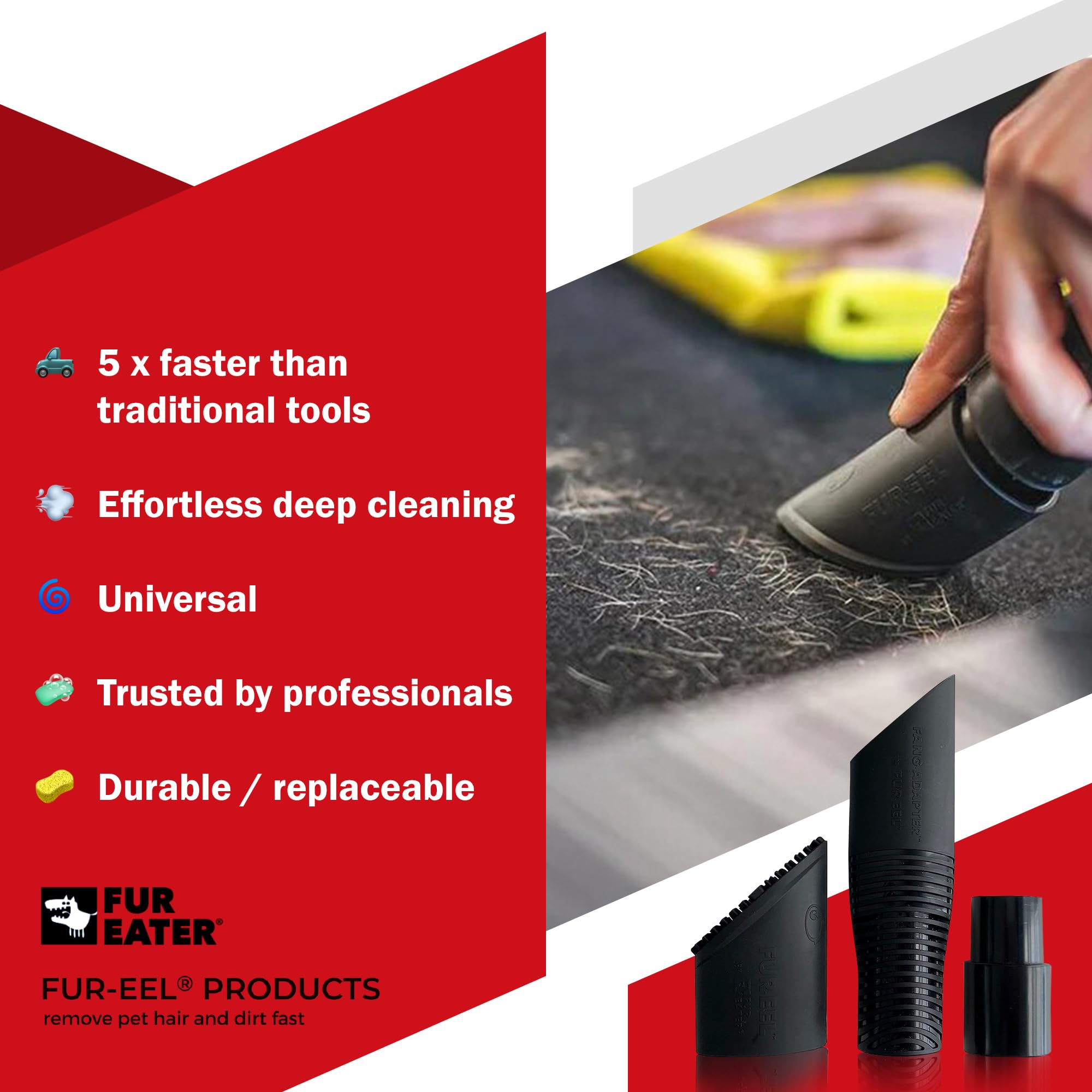 FUR-EEL Embout Flexible Aspirateur 46 Cm | Brosse Fine Pour Recoins, Sièges Auto, Canapés & Radiateurs | Adaptateur 32 & 35 Mm Inclus | Nettoyage Délicat Sans Rayure | Accessoire Maison