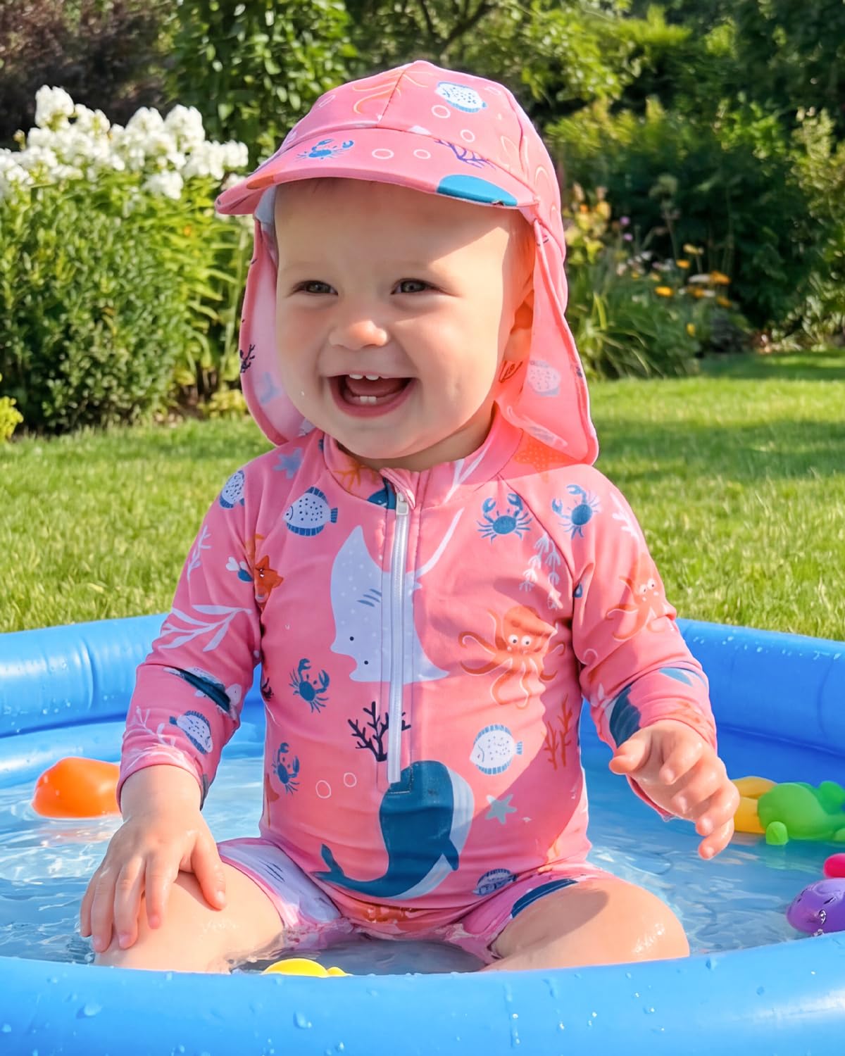 WYTbaby Traje de baño Baby Uv Ropa protectora con botones de una pieza de manga larga UV Traje de baño para niños pequeños 3 meses - 3 años