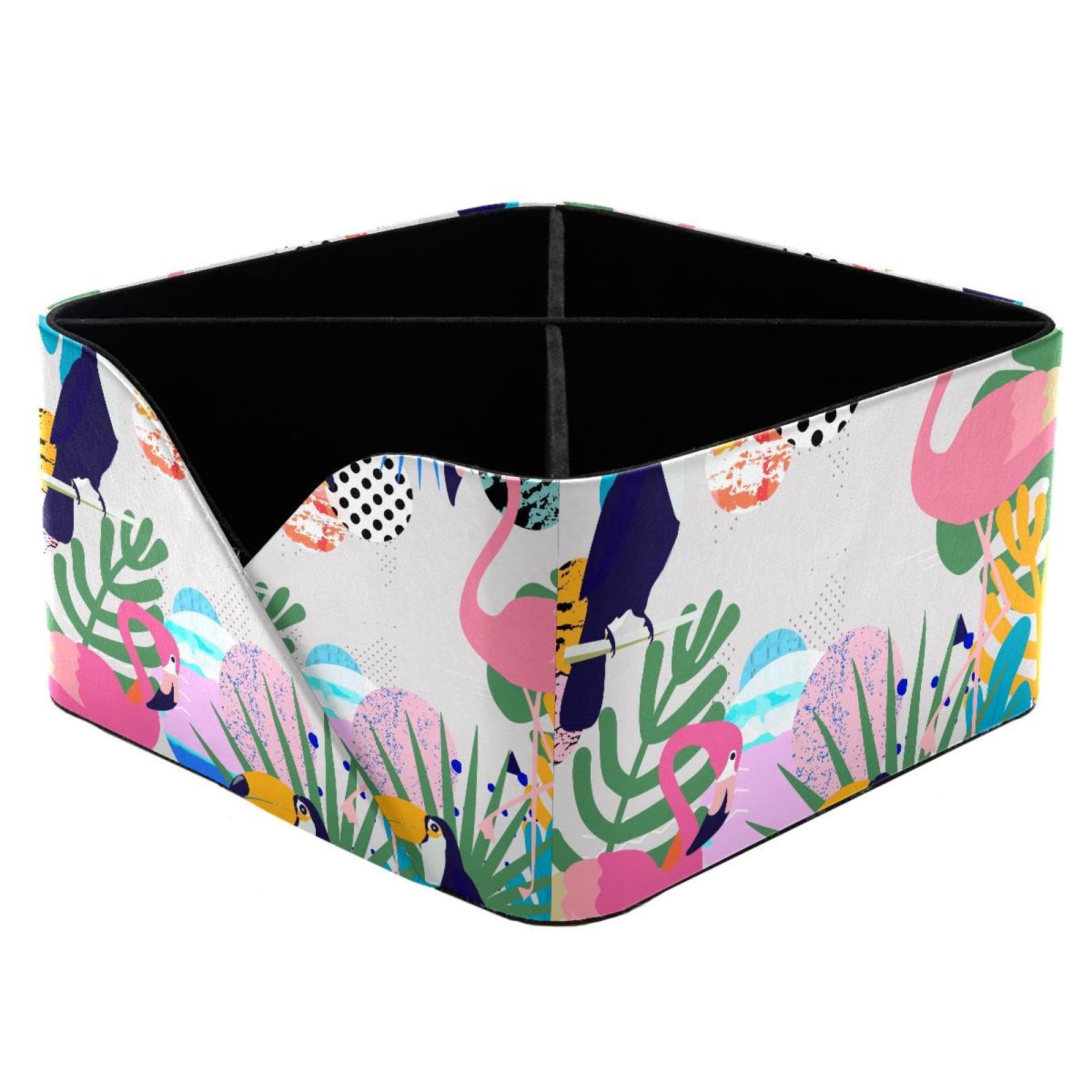KengjuTesu Flamingos and Toucans Desktop Organizer Pen Holder, Rectangular Pencil Cup for Office, Study and Makeup Stations