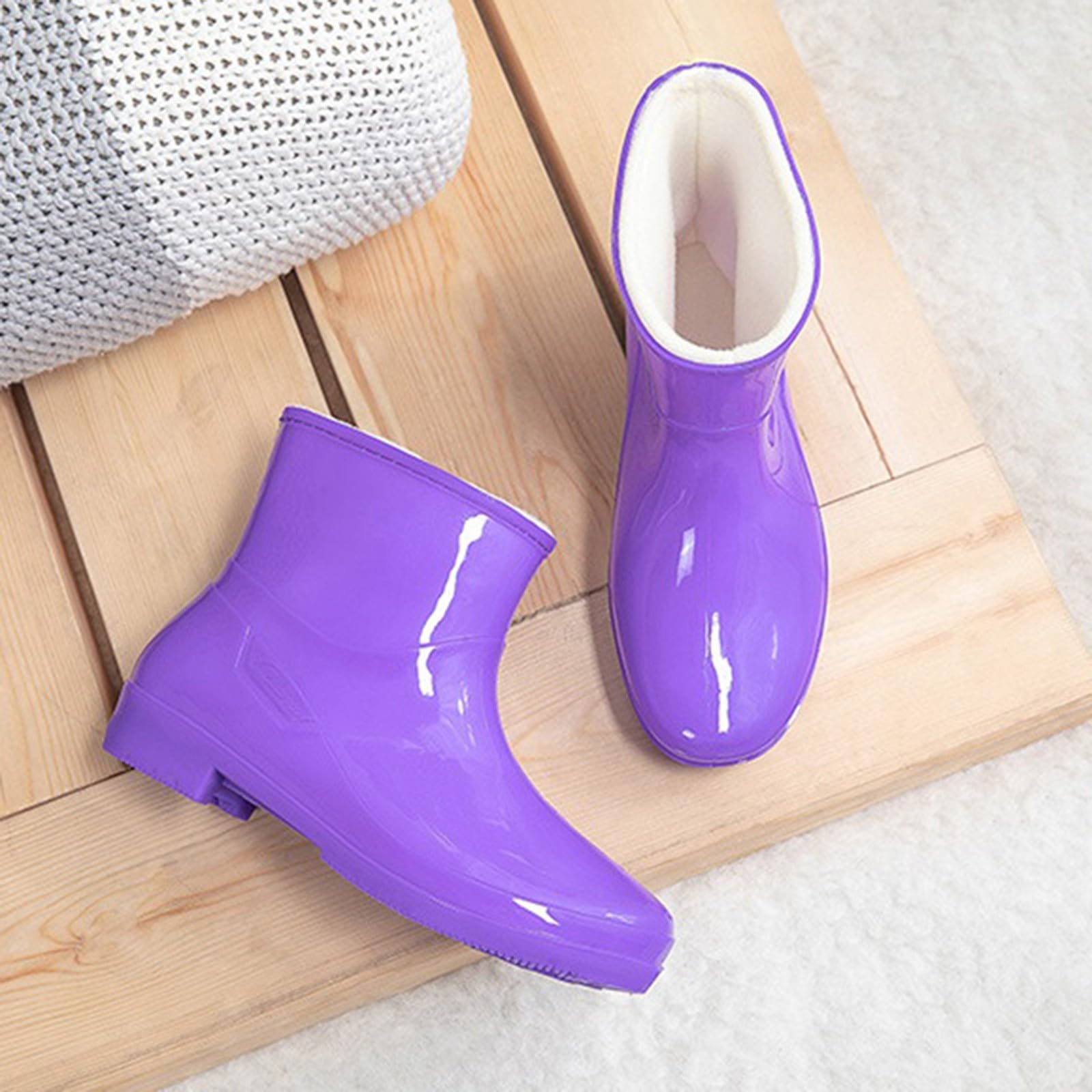 Botas de goma forradas para mujer, botas de lluvia cortas, botas de lluvia, zapatos de goma, antideslizantes, zapatos de jardín, botines impermeables, botas de lluvia, botas de goma, botas de lluvia
