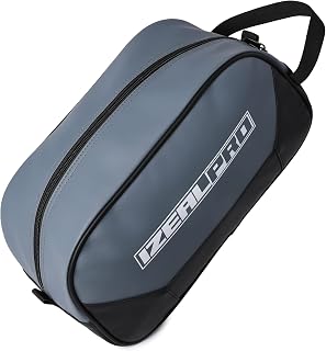 Shoe Bag | Soccer Shoe | Golf Shoe | High Top Sneaker | Shoe Bags for Travel | Ventilation | Black (Two-tone PU Shoe Bag(Grey))