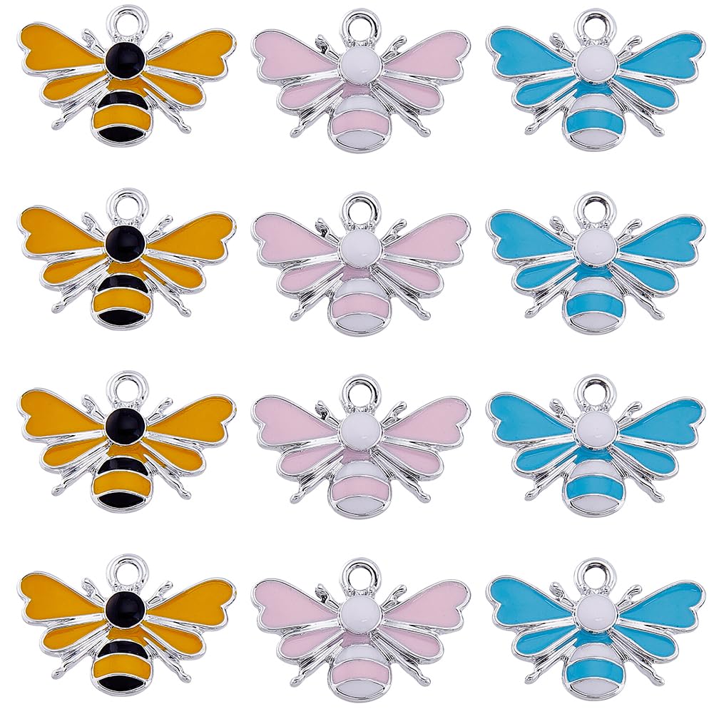 1 Box 30Pcs Bee Charms - Mixed Color Enamel Honey Bee Charm - DIY Jewelry Making Charms for Earrings, Bracelet, Necklace Crafts
