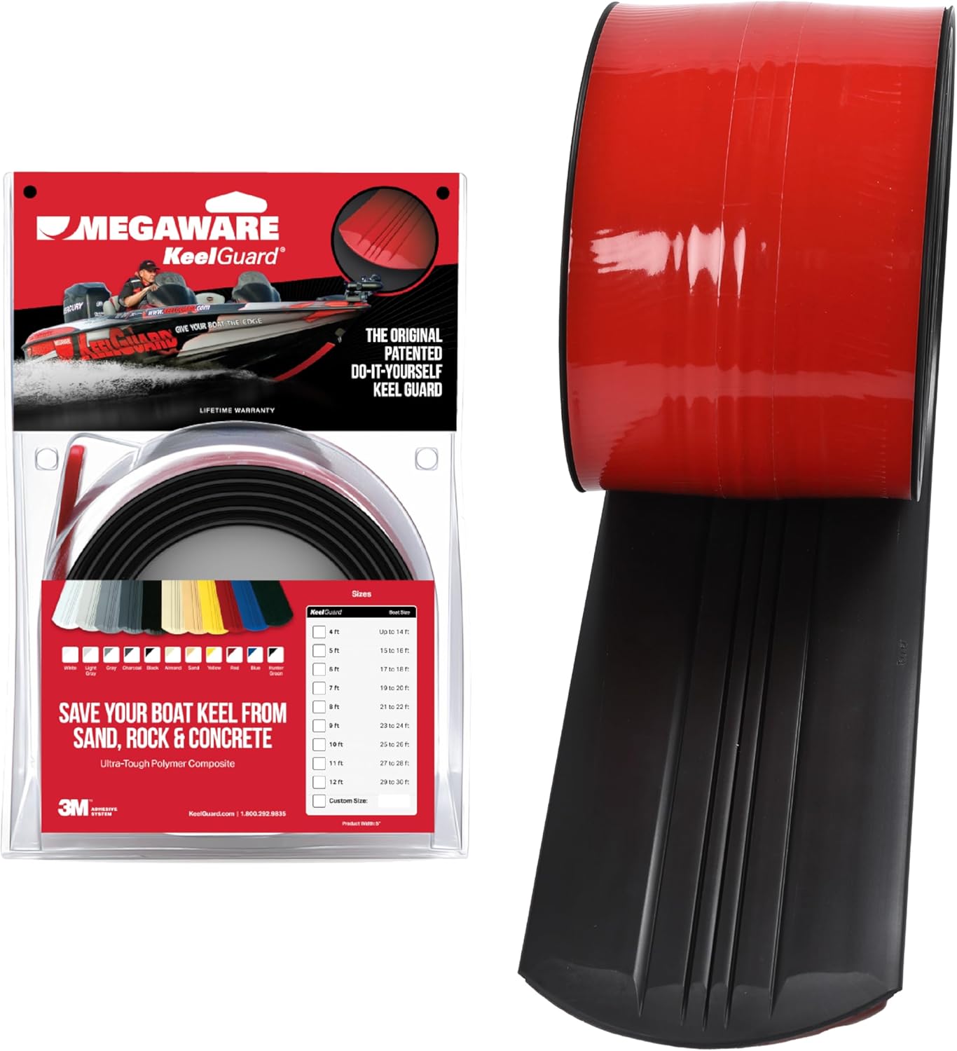 Megaware – Self-Adhesive DIY Keel Guard for Fiberglass and Specific Aluminum Boats – Protects from Rocks and Oyster Beds – 9 Kit Sizes – 5 Inches Wide (12 Assorted Colors)