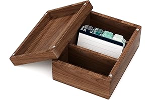 MaxGear Wooden Business Card Organizer with A-Z Tabs