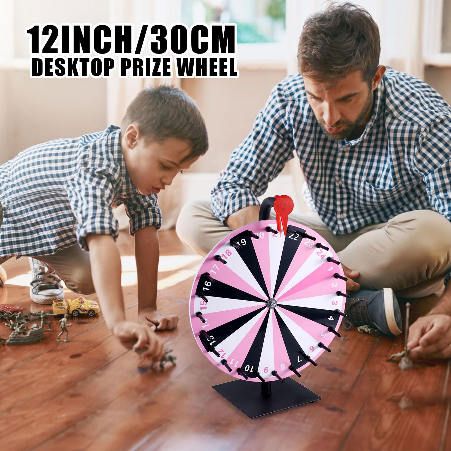 NQEUEPN Ruota dei Premi Lucky Spinning, 24 Ruota Girevole Slot Base Resistente Ruote Girevoli Ruota della Roulette da Tavolo Ruota della Lotteria per Giochi di Fortuna Gioco di società (Rosa)