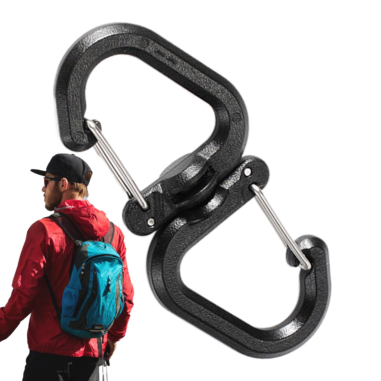 10pieces 360 Rotating Double Carabiner | Double Swivel Clips | Swivel Rotating Carabiner Clip | Duall Hook Connector | For Multi-Purpose Backpack, Key Ring, Family Camping, Outdoor