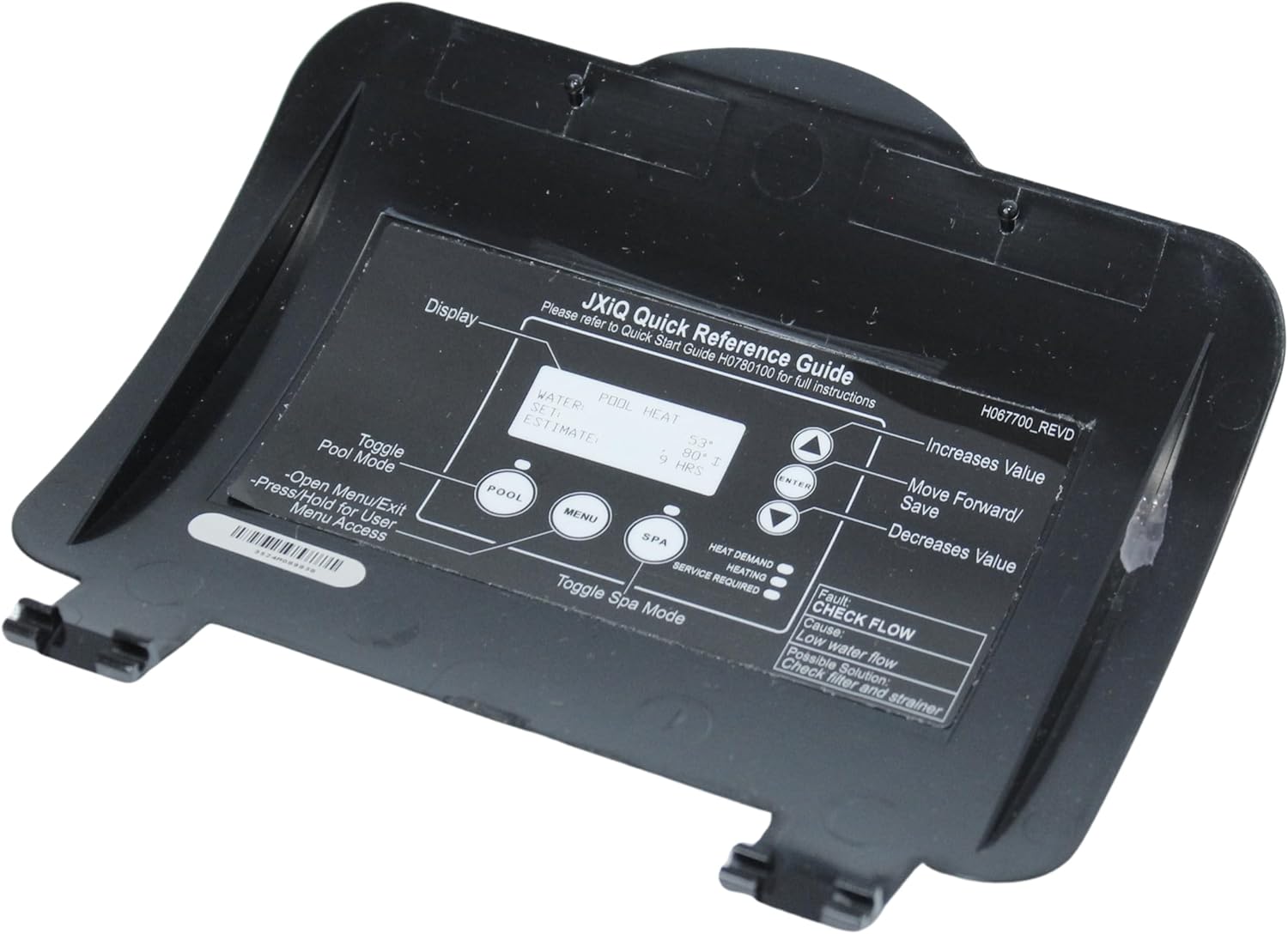 Jandy R0989200 JXiQ Swimming Pool and Spa Heater User Interface Lid Kit | OEM Front Cover Replacement for JXiQ & ASME Pool Heaters 200, 260, 400 Models