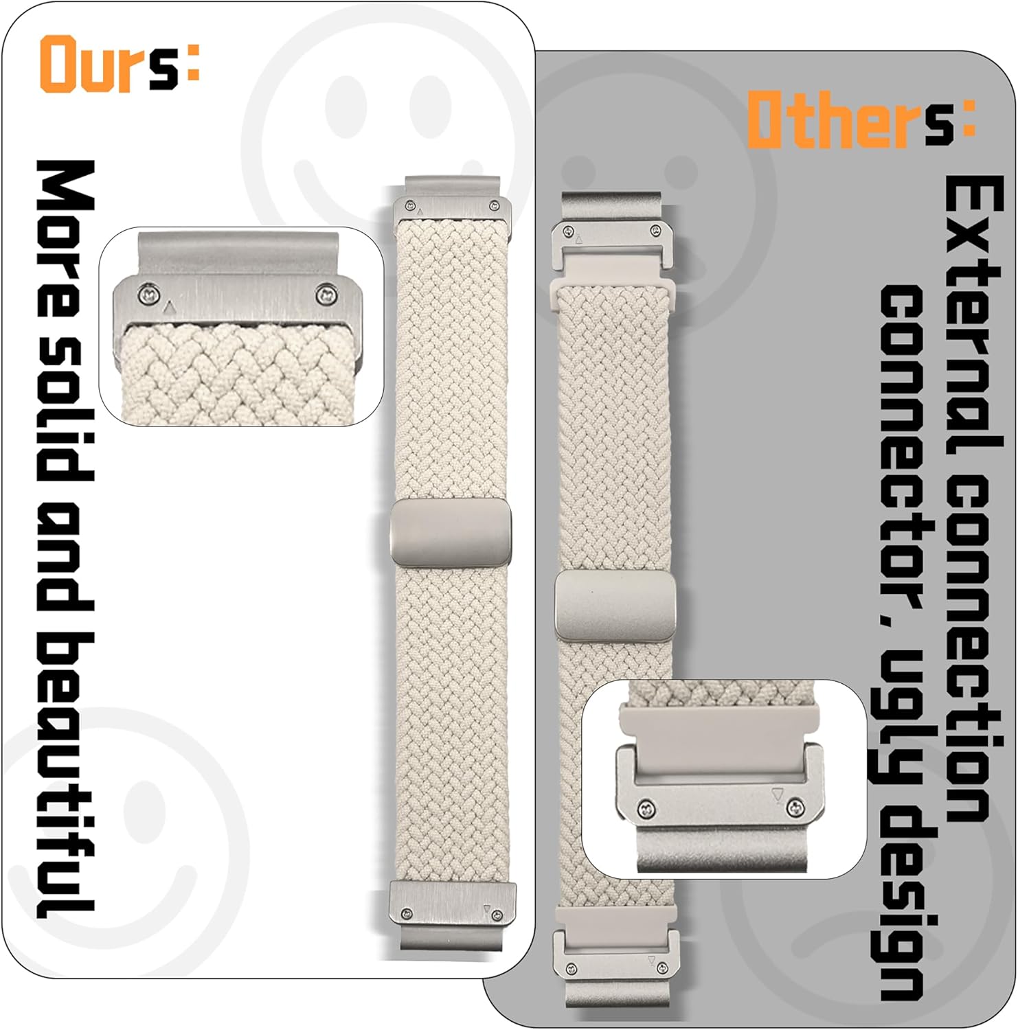 Laband QuickFit 26mm Magnetic Braided Compatible with Garmin Fenix 8 51mm Watch Band/7X Pro/7X/6X/5X/5X Plus/Fenix 3/2X, Stretchy Nylon Elastic Fabric Strap for Enduro 3/Instinct 2X/Descent MK1 - Image 3