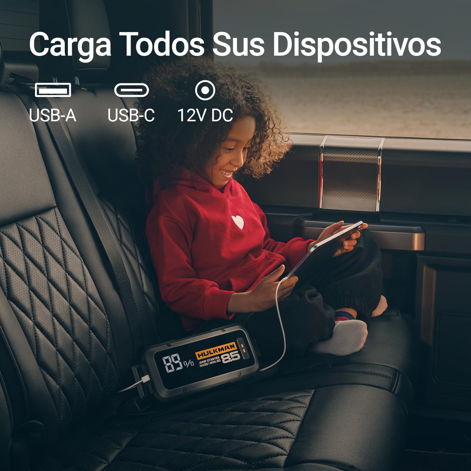 Hulkman Alpha85 Arrancador de Coches 20000mAh 2000A Arrancador de Baterías de Coche (para 8,5L de Gasolina o 6,0L de Diésel) con Linterna LED de Emergencia Impermeable 65W Carga Rápida