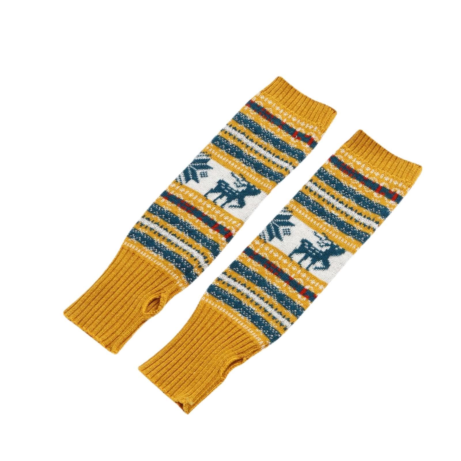XINCXIN Winter Knitted Arm Warmers,Women's Fingerless Gloves Winter Arm Warmers Wrist Gloves(Yellow)