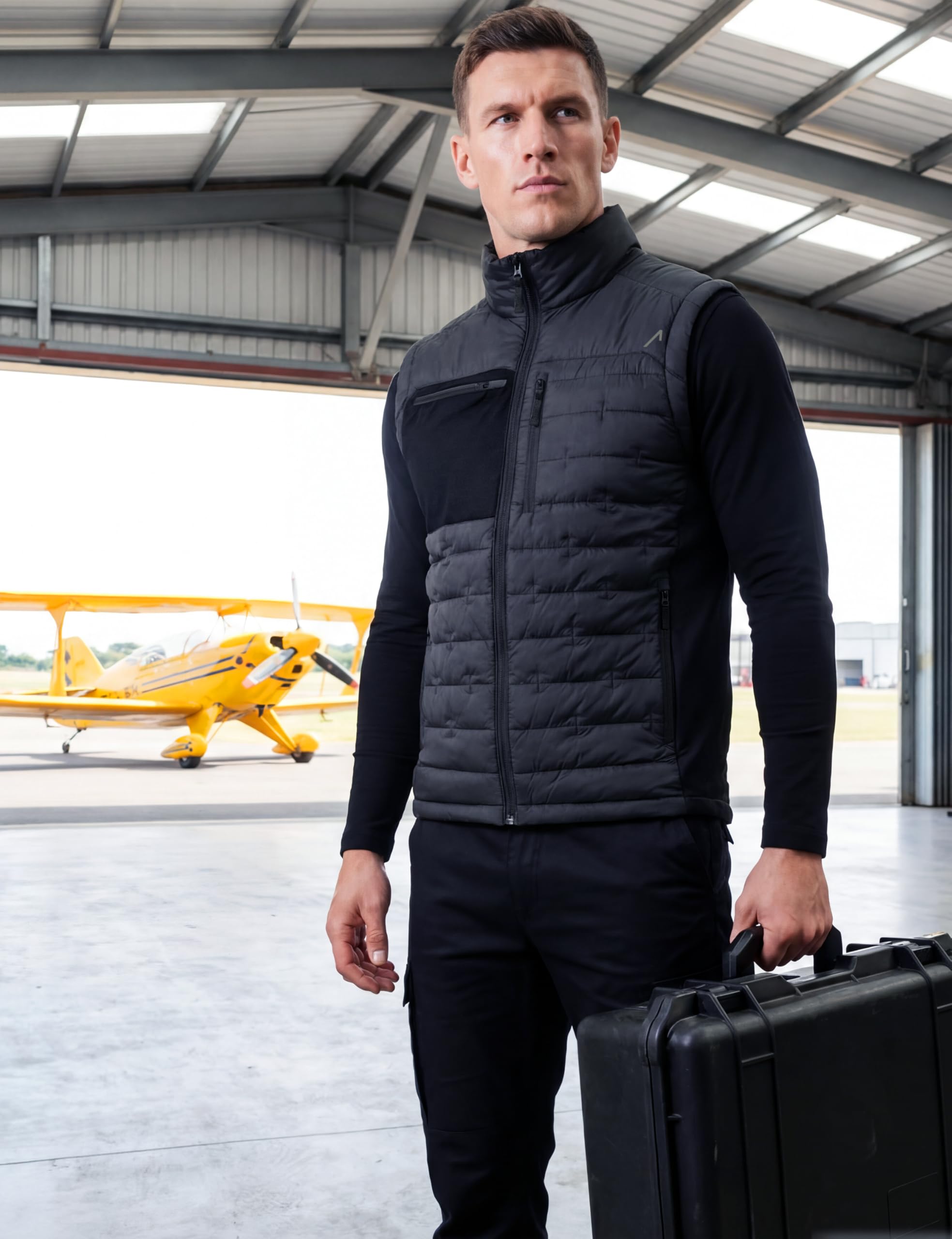 ACE Constructor Gilet da lavoro da uomo - con collo in pile e 4 tasche per il lavoro - gilet caldo da uomo