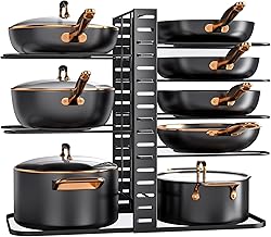 Geo Fashion Pots and Pans Organizer : Rack under Cabinet, 8-Tier Kitchen Cabinet Organizers and Storage, Light-Duty Adjustable Pot Racks, Pan Organizers inside Cabinet