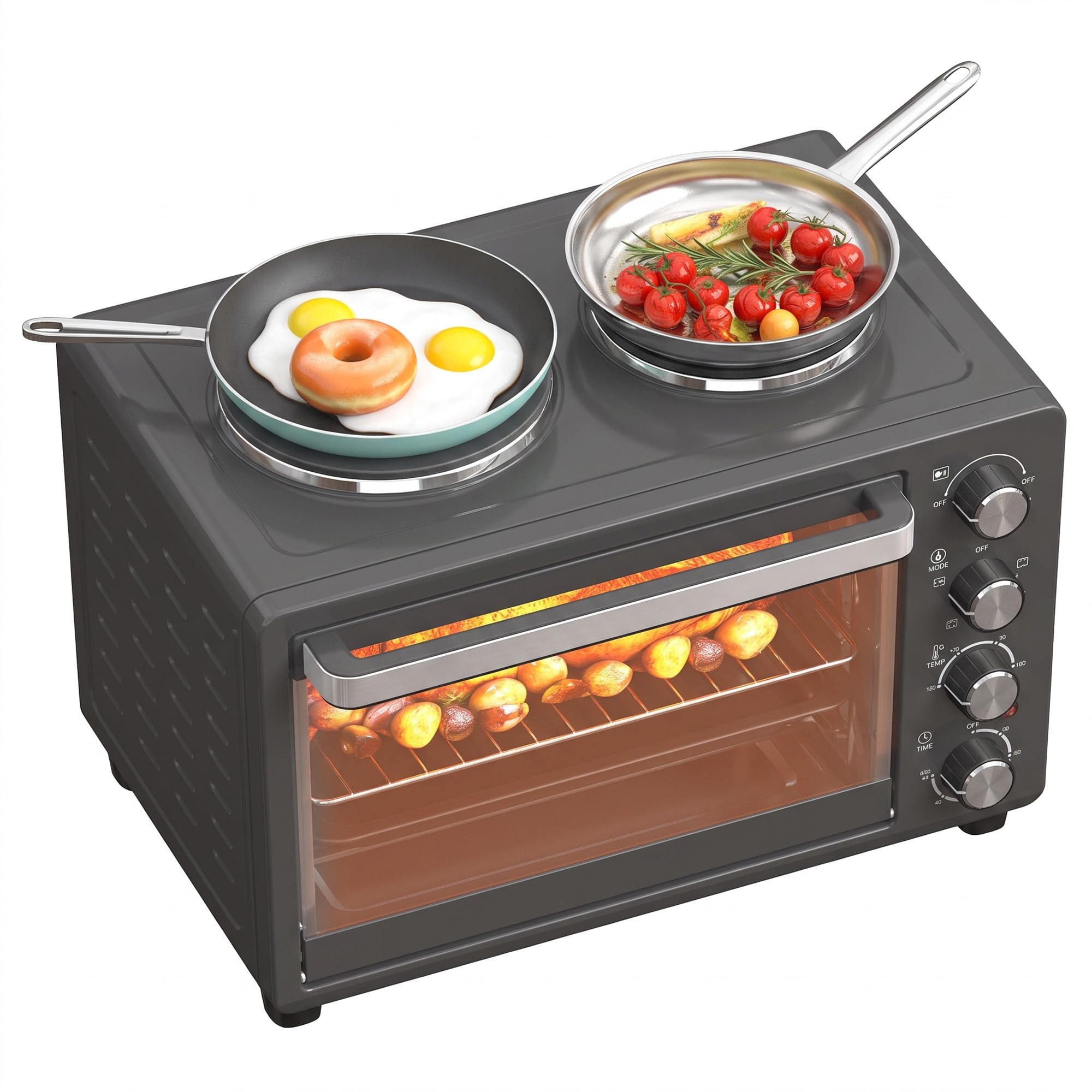 HOMCOM Horno Eléctrico de Sobremesa 28L con Placas Calentadoras Negro | Horno Sobremesa 2600W, Temperatura Ajustable Hasta 230°C, Temporizador 60 min, Bandeja para Hornear, Parrilla