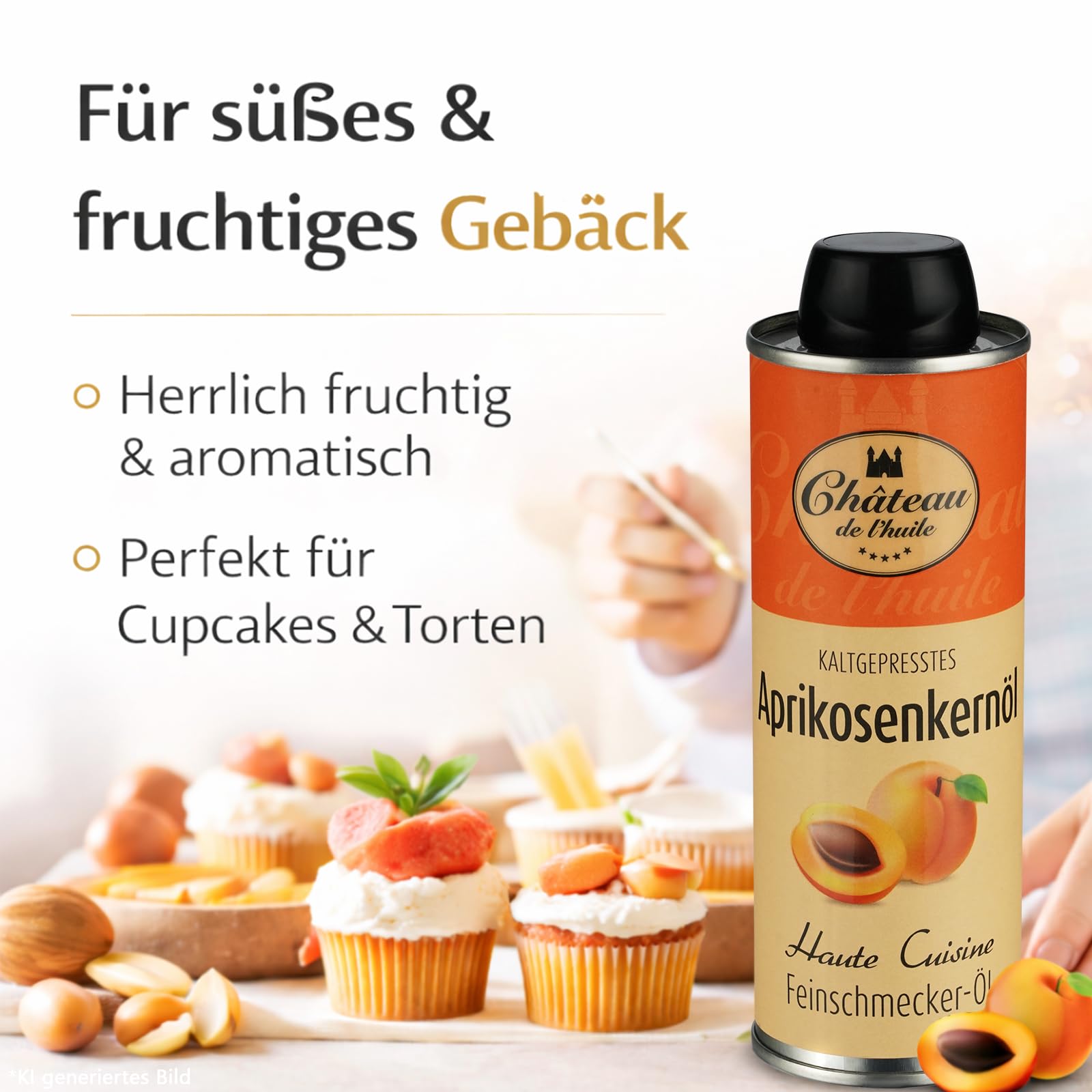 Château de l’huile Back-Set 3er – Premiumöl-Set, Gourmet Öl Geschenkset | Mandelöl, Aprikosenkernöl & Haselnussöl – Kaltgepresst & geröstet – Ideal zum Backen, Verfeinern & Genießen