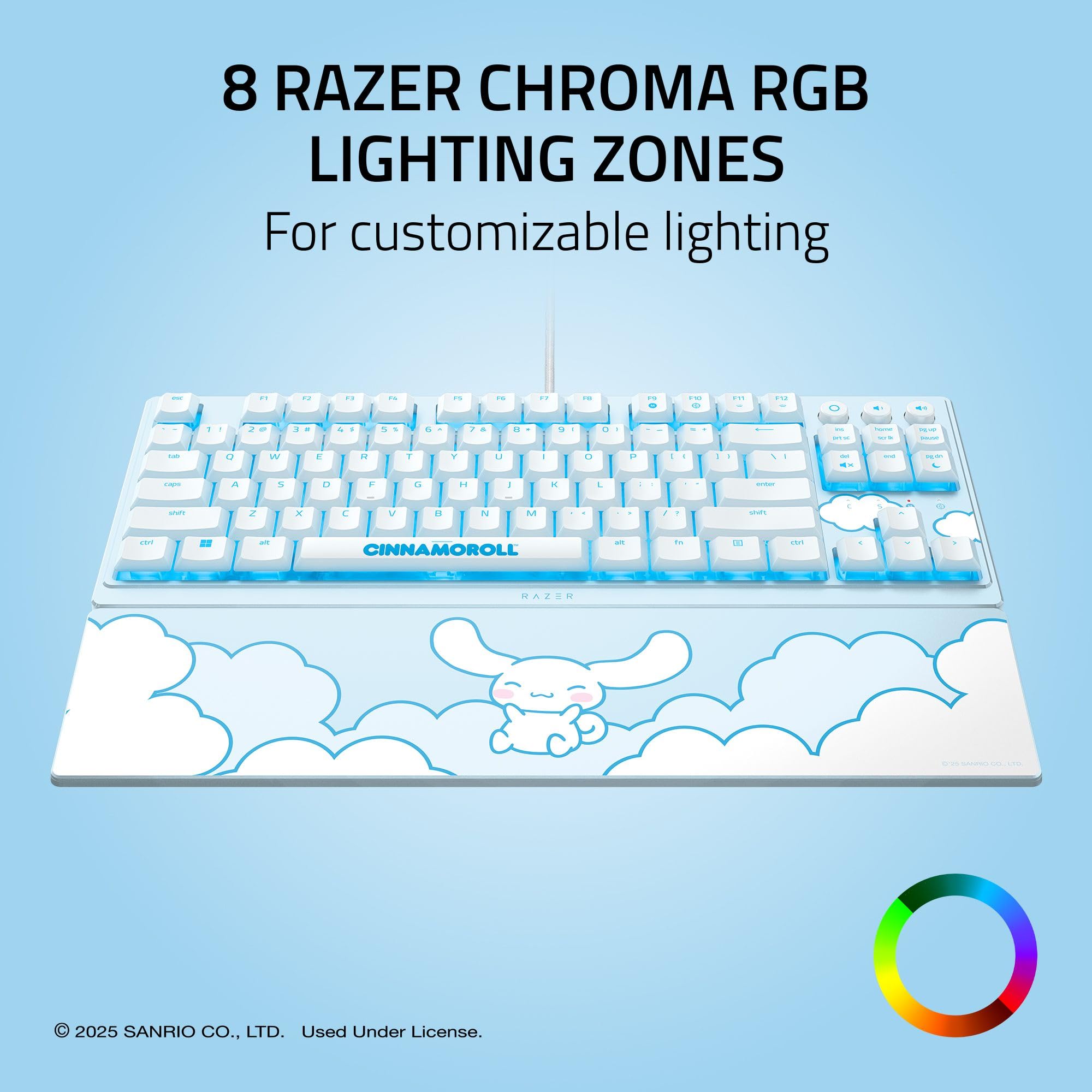 Razer Ornata V3 TKL Gaming Keyboard: Tasti a basso profilo - Interruttori Mecha-Membrana - Copritasti rivestiti UV - Tasti multimediali retroilluminati - Illuminazione RGB a 8 zone - Wrest magnetico