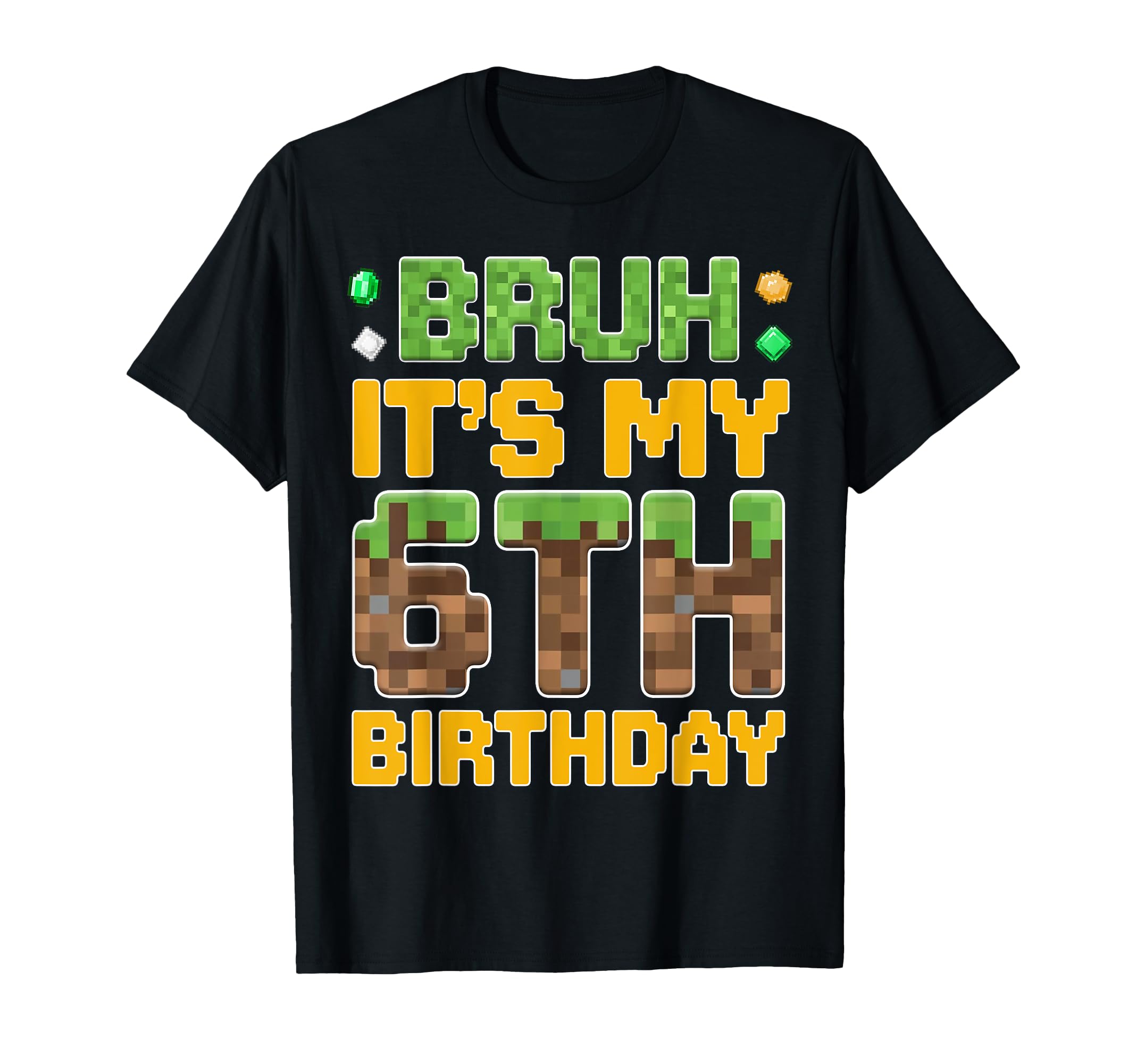 Funny Birthday Boy It's My 6th Birthday Video Game Pixel T-Shirt