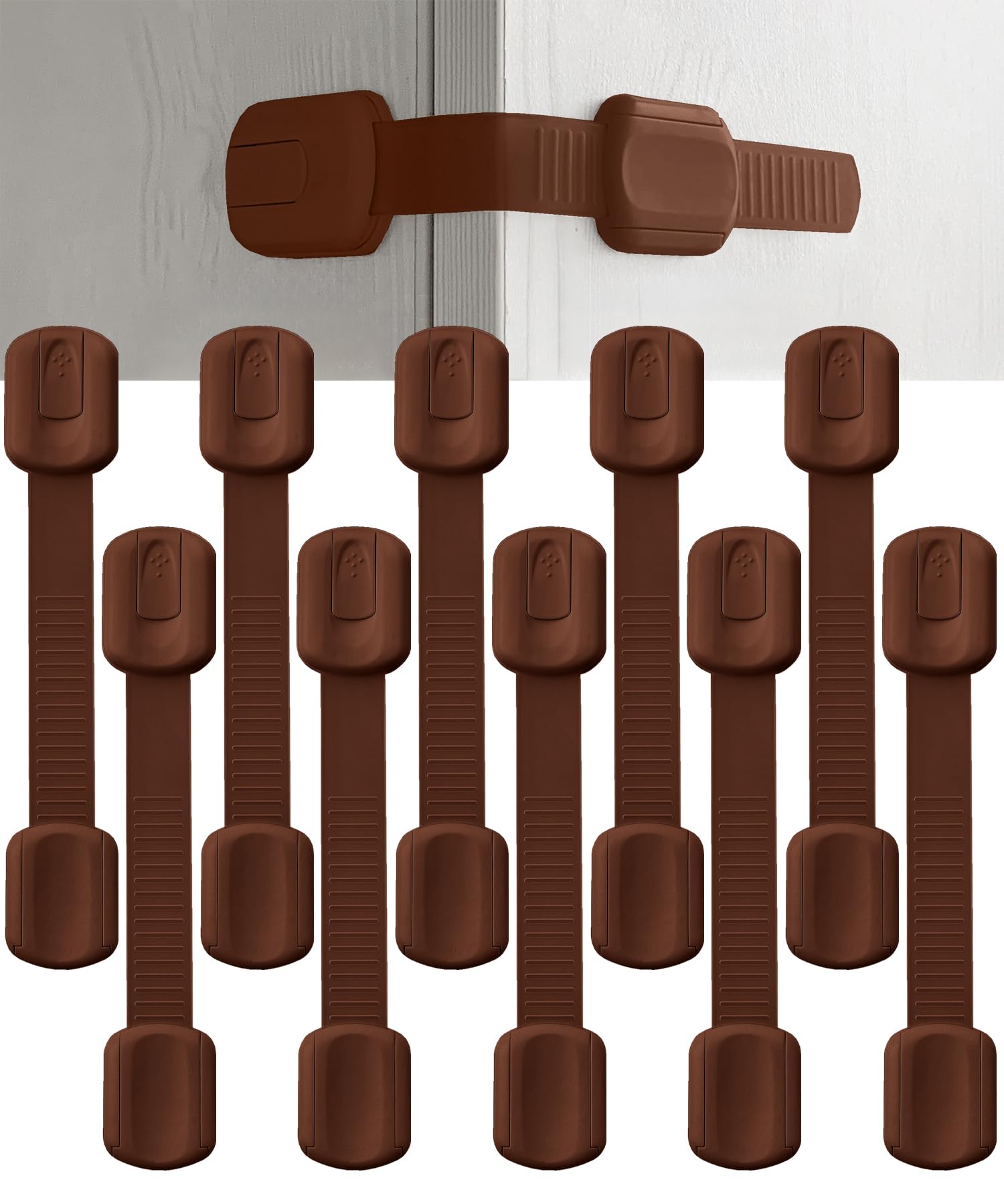 Bates- Child Safety Strap Locks, 10 Pack, Brown