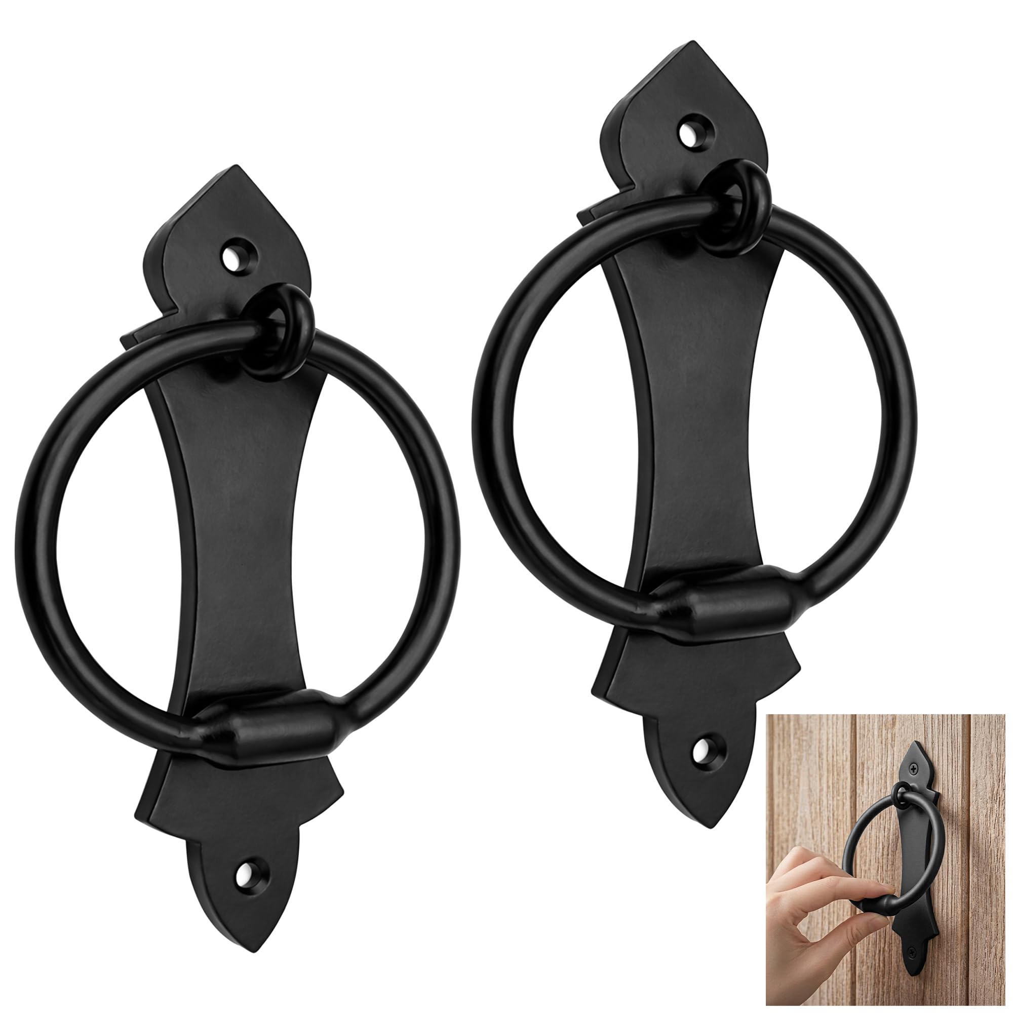 Lord of Battles Medieval Door Knockers for Front Door | Handforged Vintage Iron Black Door Knocker for Shed Doors, Gates, Fence, Castle and Farmhouse (2, Black Powder Coated)