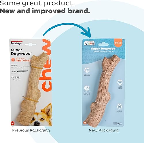 Miniatura 7 de Petstages Outward Hound Super Dogwood Juguete Masticable Duradero para Perros, Mediano - Palo Masticable de Larga Duración Hecho con Madera Real -