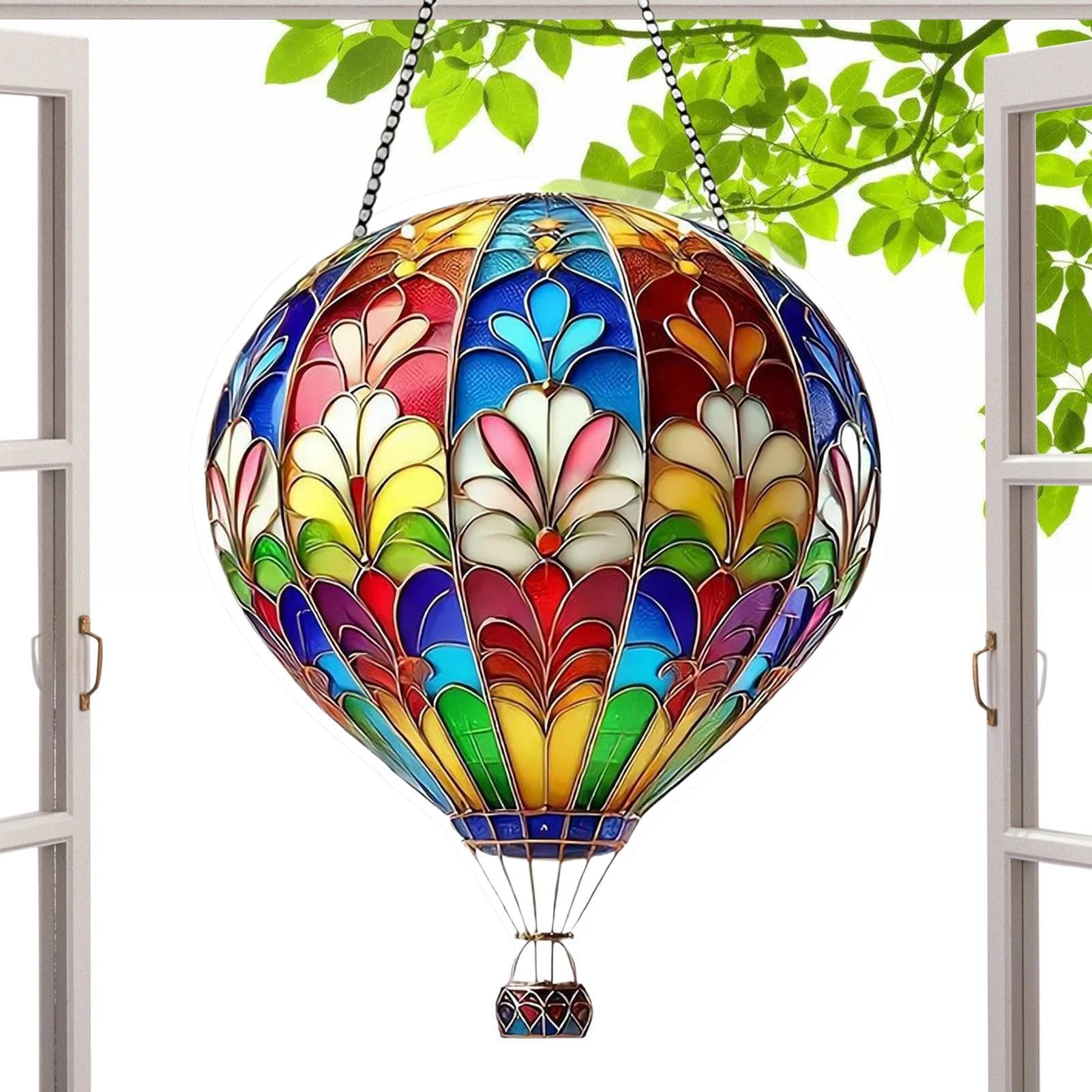Hot Air Balloon Lantern, Acrylic Wall Hanging Colored Decor, Solar Hot Air Balloon Model, Outdoor Hanging Lanterns Waterproof for Garden Patio Porch Yard Parties Decor
