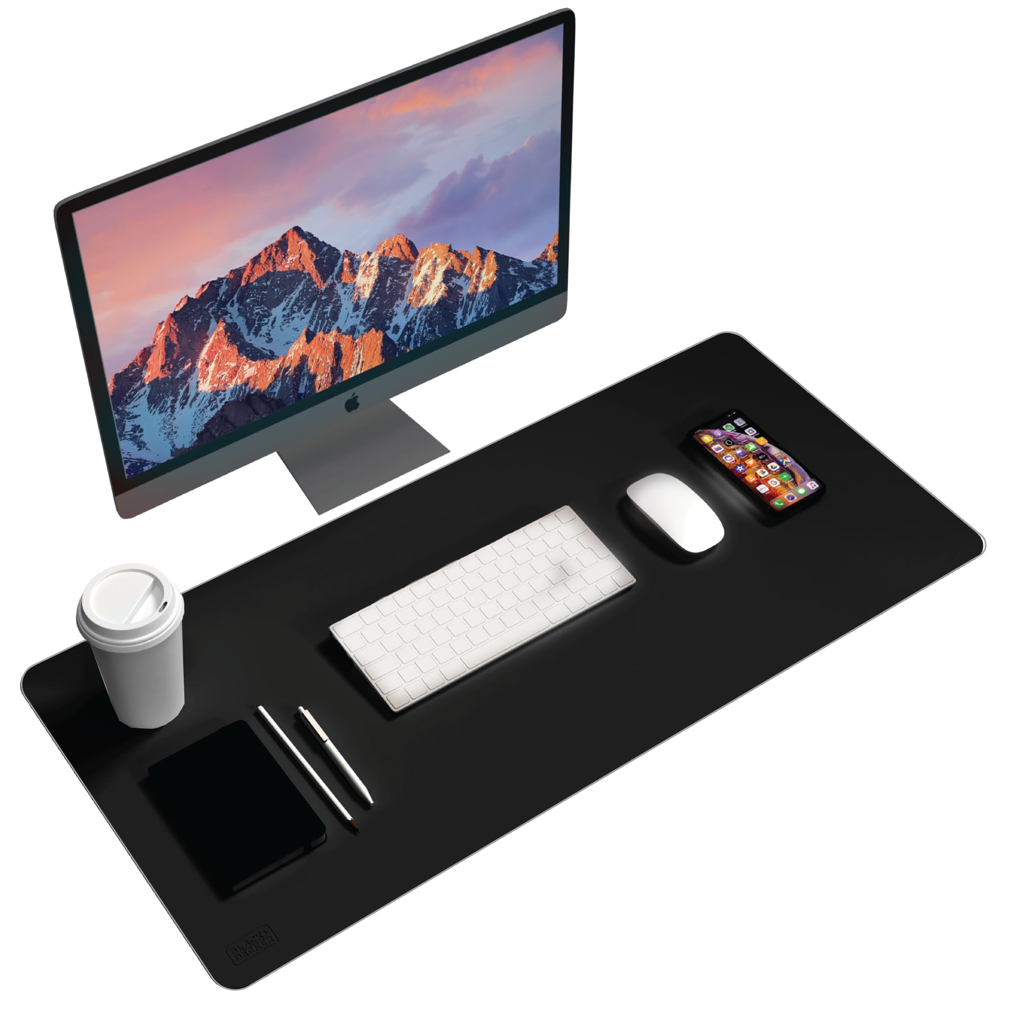Black+Decker Schreibtischunterlage aus Kunstleder für Tastatur und Maus, schützende Schreibtischdekoration, Gaming, Arbeit von zu Hause, Bürozubehör