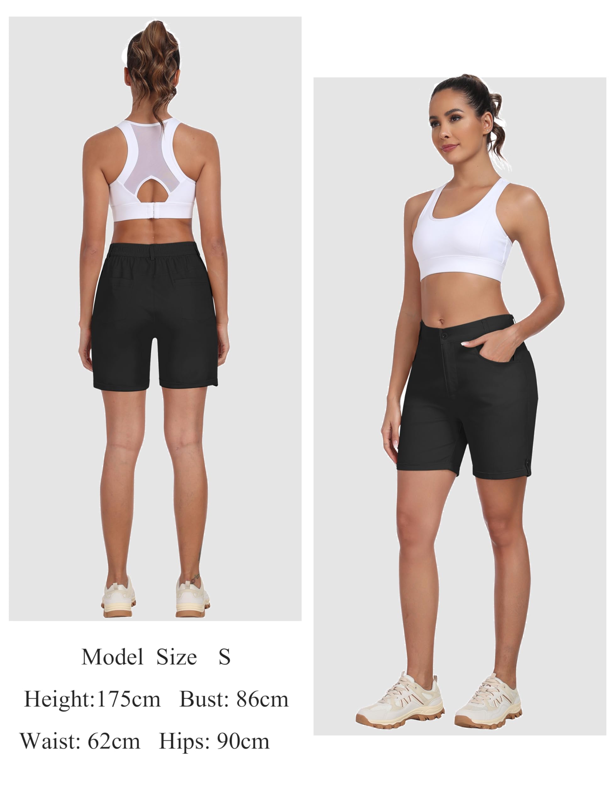 MoFiz Short Cargo Femme Cotton Bermuda Short Trekking Taille Haute Leger Pantalon Randonnée d'été