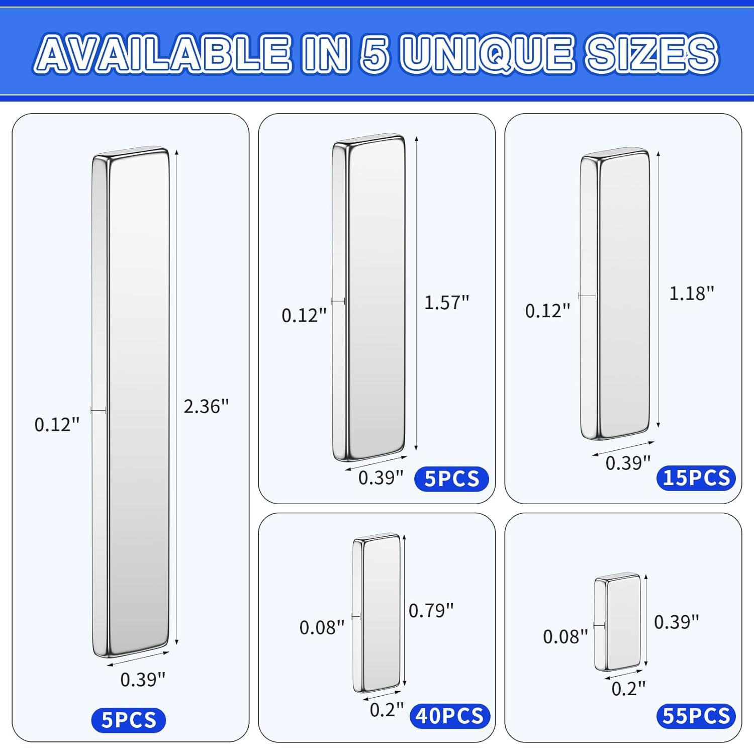 Grtard 120 Pack Powerful Neodymium Bar Magnets, Rare Earth Magnet Bar, Rectangle Magnet, Neodymium Magnets for Outdoor, Fridge, Whiteboard-Mix Size — Amazon image 8