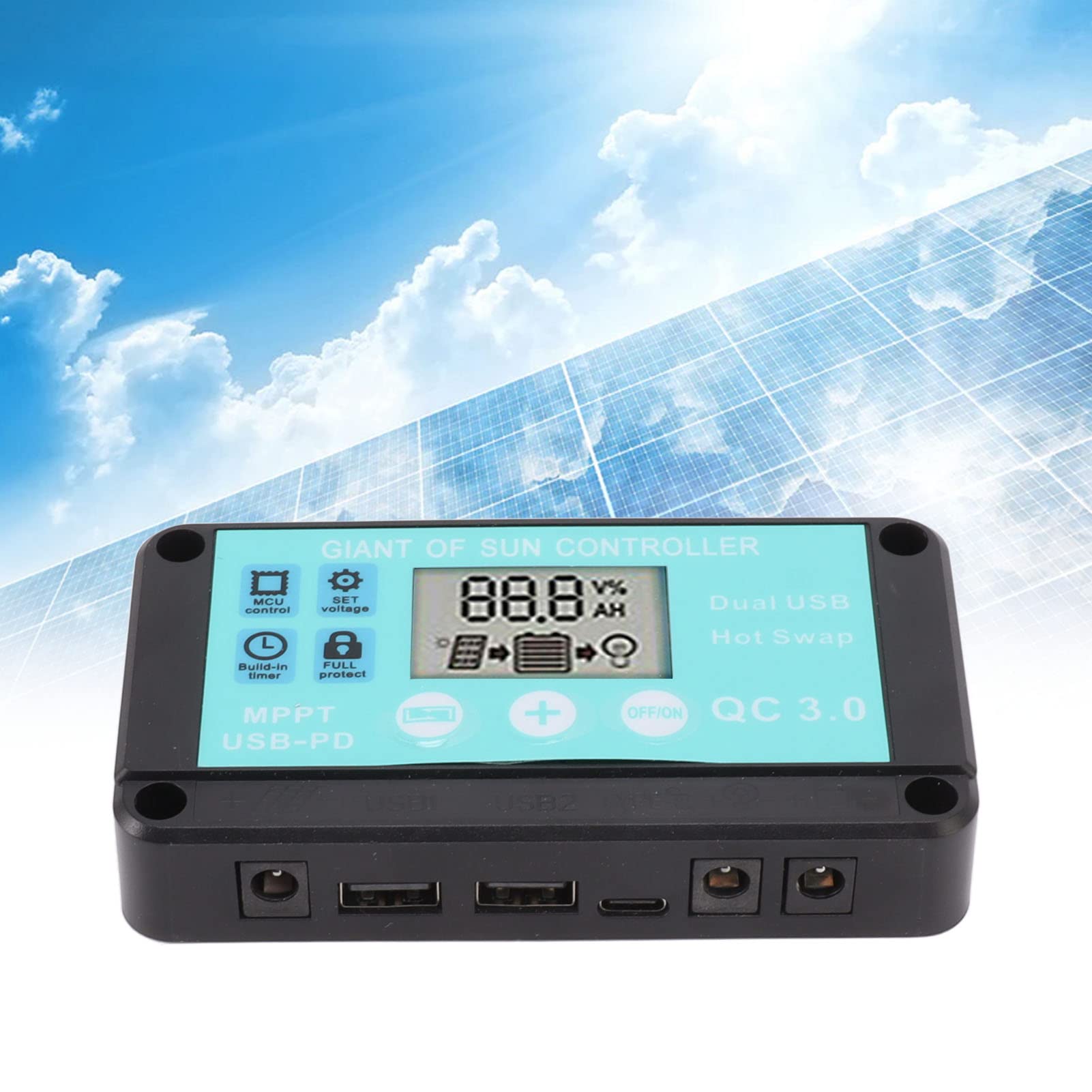 Solarpanel-Controller, Solar-Laderegler, 12 V, Handy-USB-Regler für Boost 24 V, Schnellladung, 12 V, 24 V, Selbstanpassung, Woks und Pfannen (50A Solarpanel-Controller, Solar-Laderegler, 12 V, Handy-USB-Regler für Boost 24 V, Schnellladung, 12 V, 24 V, Selbstanpassung, Woks und Pfannen (50A