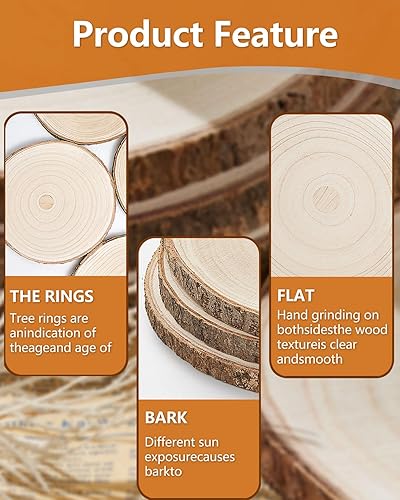 Miniatura 7 de Juego de (10) rebanadas de madera de 9 a 10 pulgadas, centros de mesa de madera para mesas, rebanadas de madera para centros de mesa, rondas de