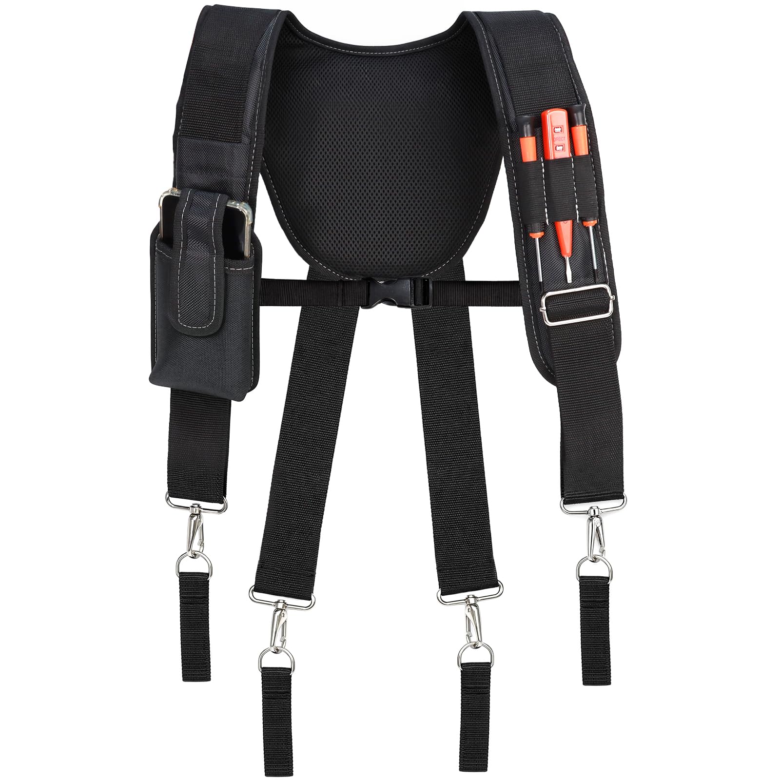 Tool Belt Suspenders, Padded Tool Bag Suspender for Men X Shape Heavy Duty Adjustable Work Belt Suspenders with Loops for Construction, Carpenter, Electricians, Framers-image-23