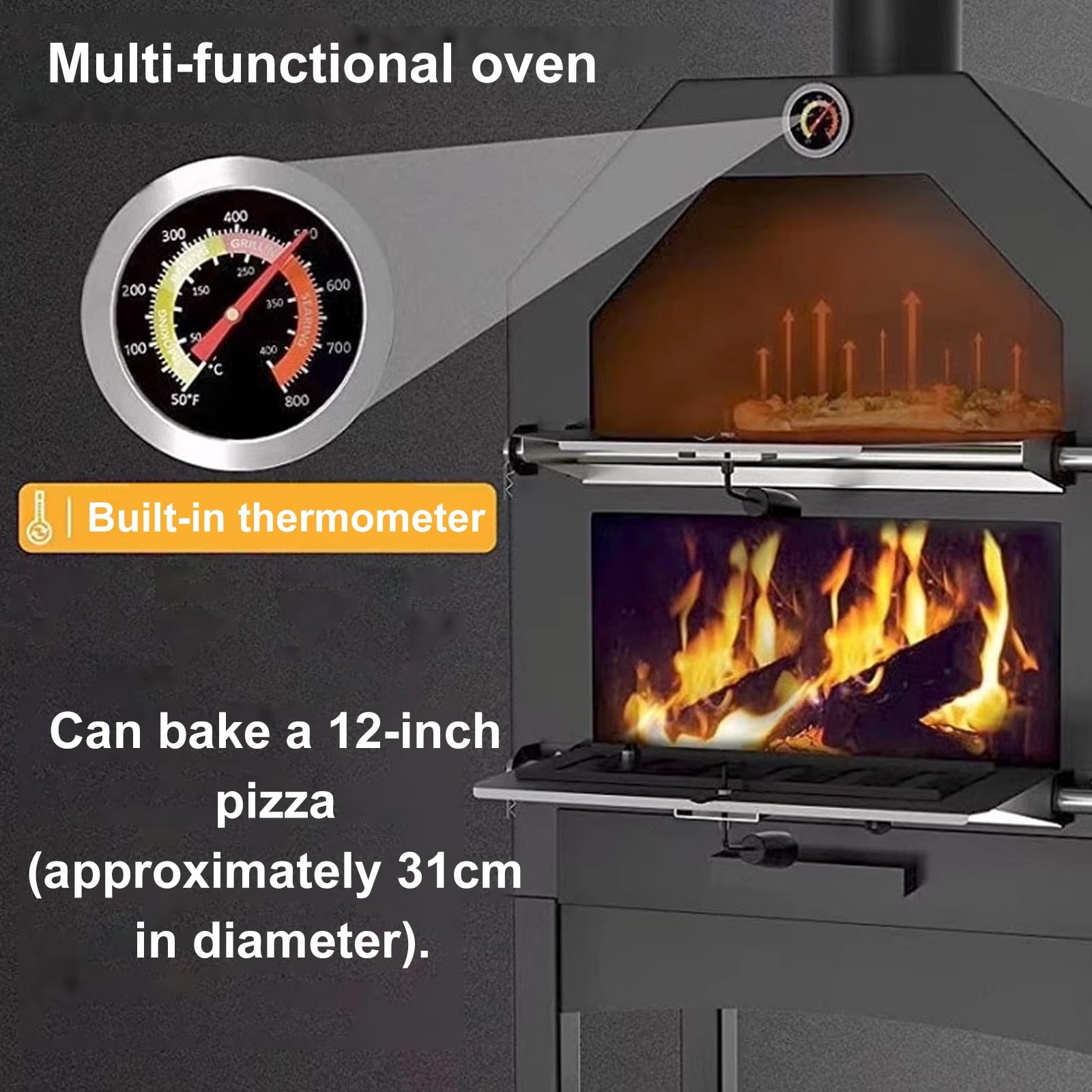 Cucina a Legna con Forno con Ripiani Cassetto Raccoglipolvere Stufa a Legna Economica per Cucinare Forno Multifunzione Adatto per Campeggio e Attività All'aperto