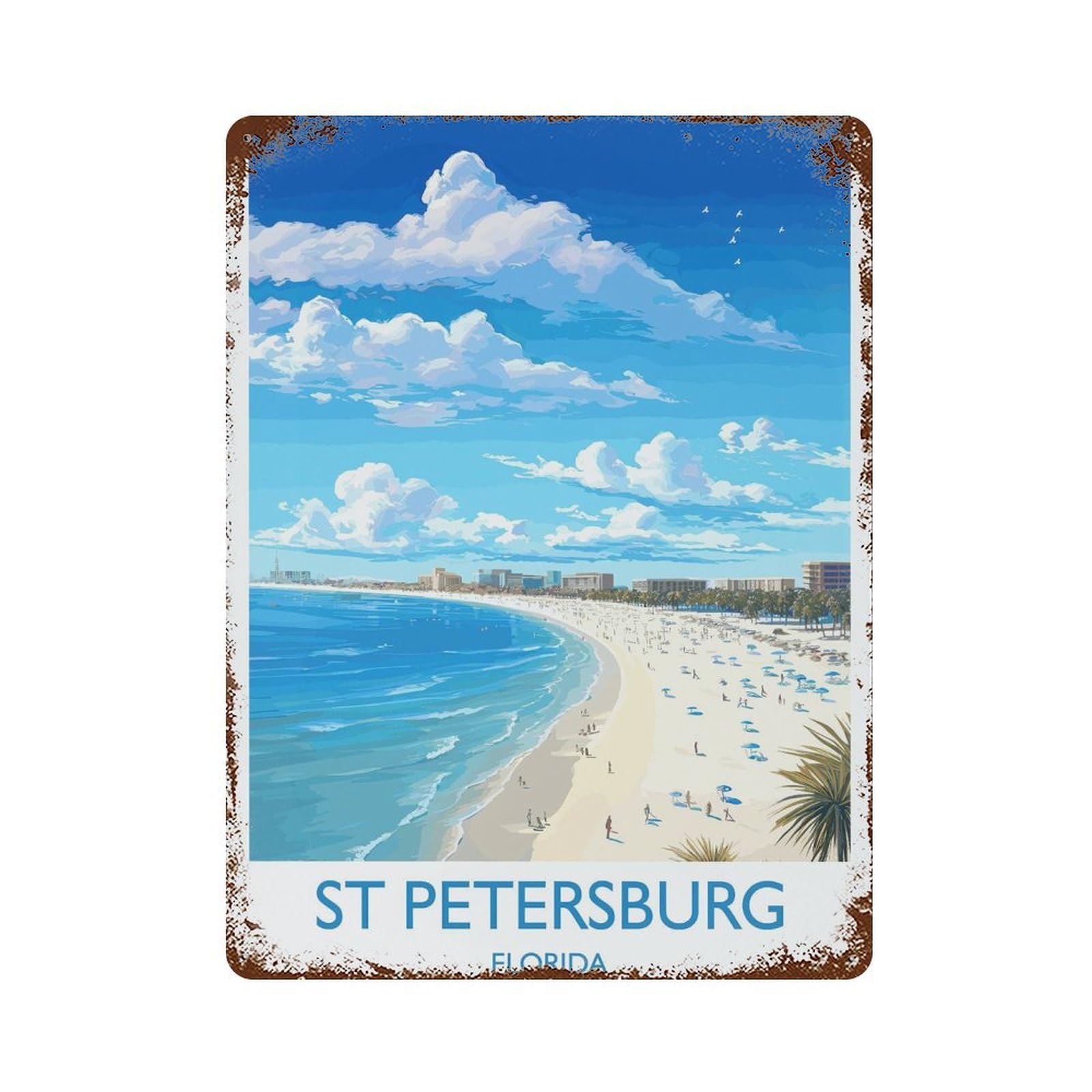 xiaoxiaoshen St Petersburg Travel of Beach Gift Florida USA Wall Decor Art Metal Tin Poster Modern Home Decor Art Home Bar Shop Decorations Vintage Sign 40x30cm