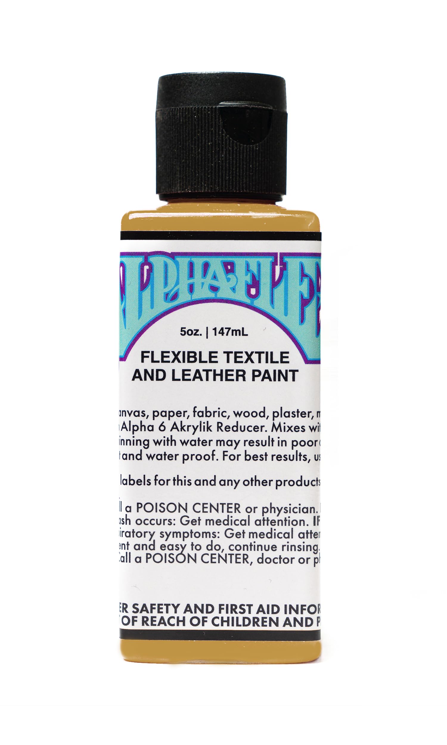 Textile & Leather Paint 5oz Alpha Flex Water Based Formula, UV Proof Opaque High Pigment Quick Drying, Art & Craft Leathercraft for Bags, Shoes & Clothing (Goldenrod)