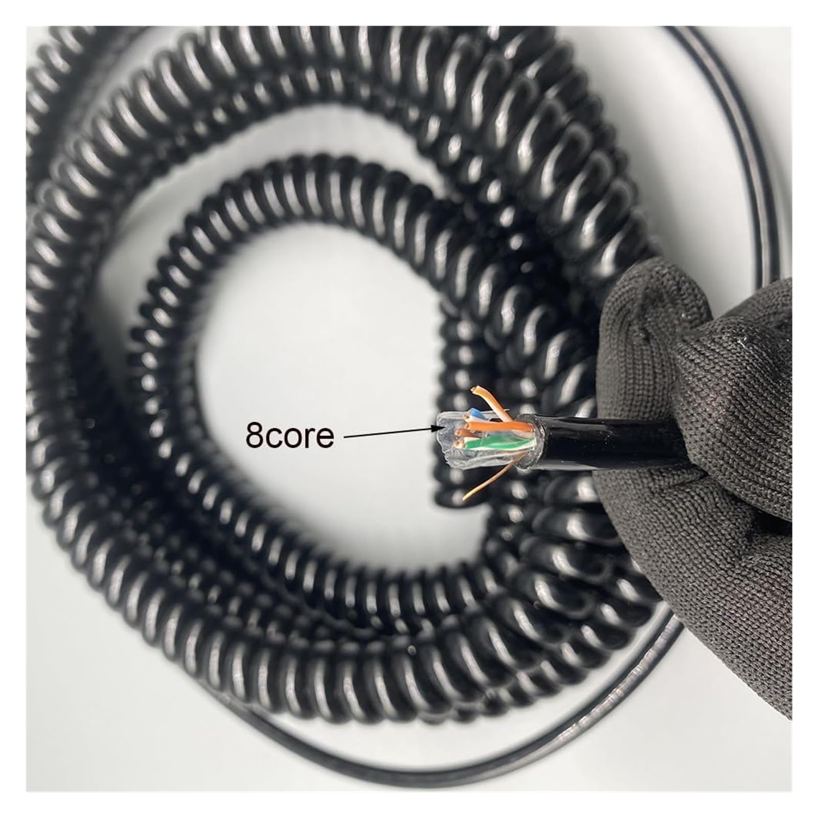 Cavo telefonico Cavo di Rete Flessibile a Spirale, Cavo di Rete a Spirale a 8 conduttori 22AWG, Cavo di schermatura a Molla(Stretch 1 Meters)