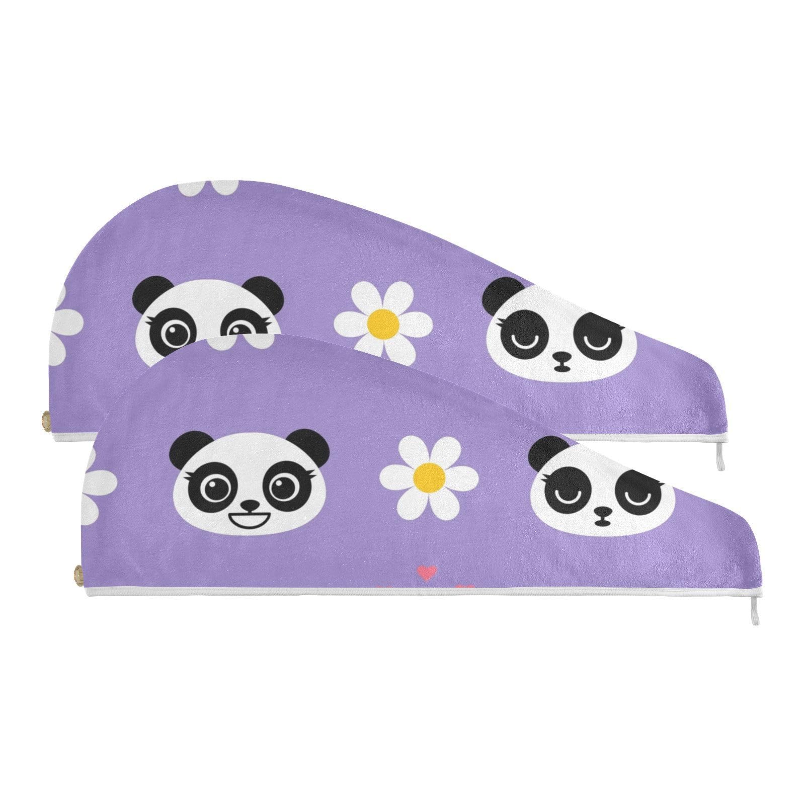 YOUJUNER Hair Towel Wrap Daisy Animal Panda Face Rapid Drying Turban Hair Towel Super Absorbent Head Towel for Women Girl