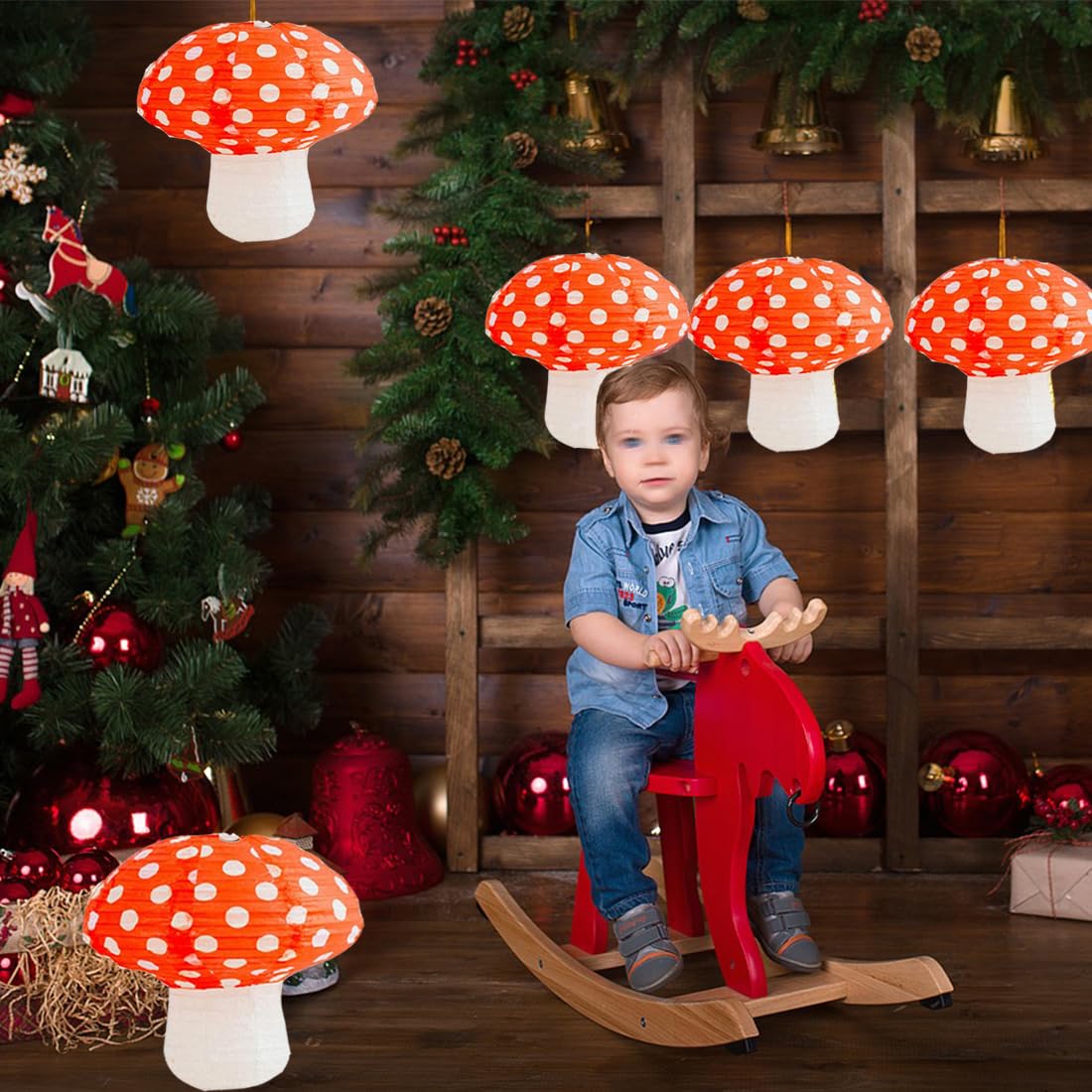 8 Stück Pilz-Papierlaternen, 3D-Pilzförmige Dekoration Papierlaterne, für Kinderzimmer, Weihnachten, Party, Dekoration, 20,3 cm, 27,9 cm (8 Stück)